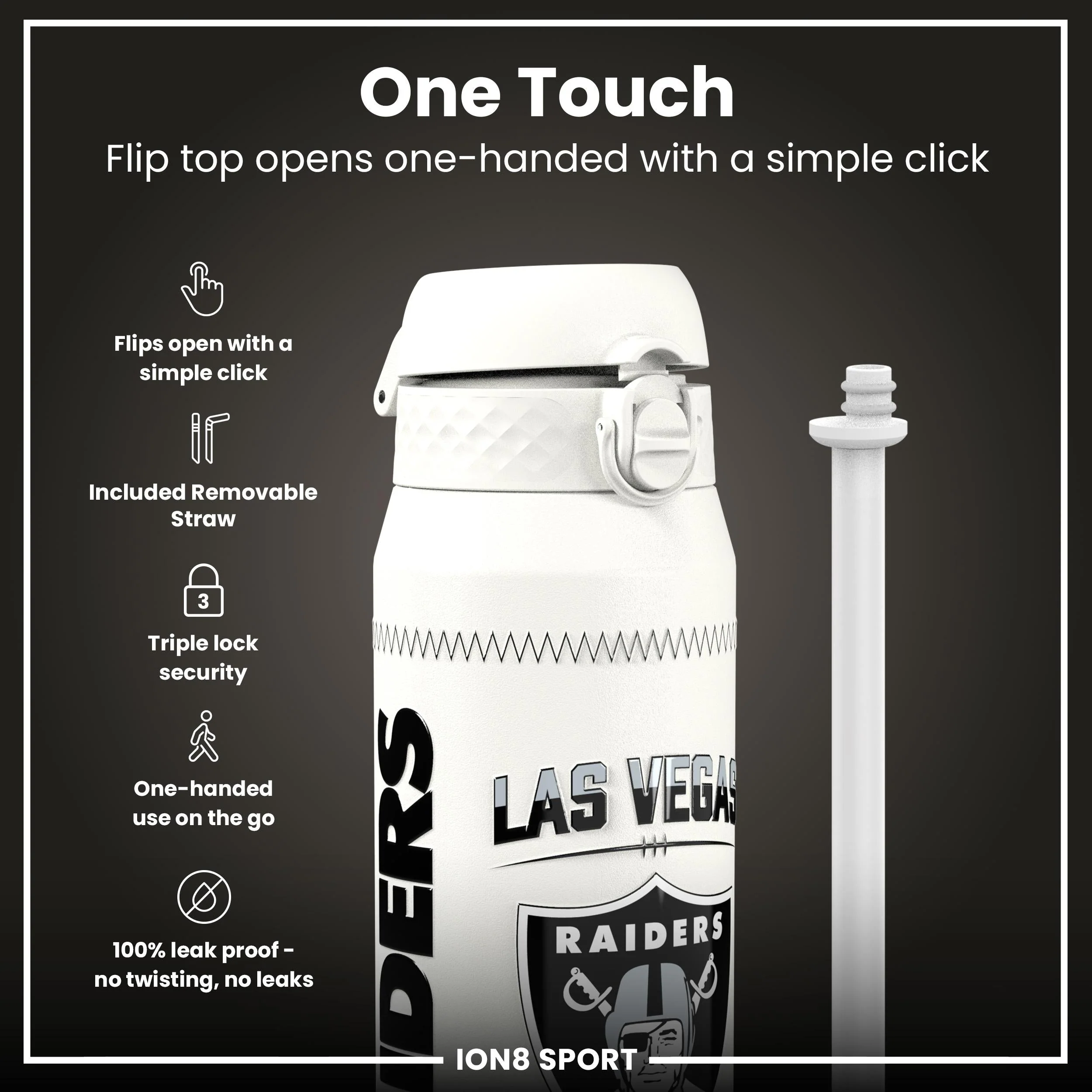 NFL x ION8, Isolierte Edelstahl, Crosby Raiders, 750 ml - Image 3