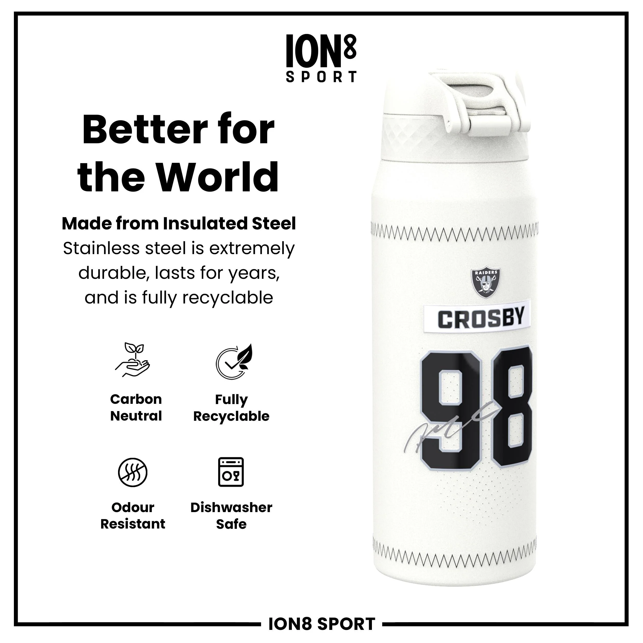 NFL x ION8, Isolierte Edelstahl, Crosby Raiders, 750 ml - Image 5