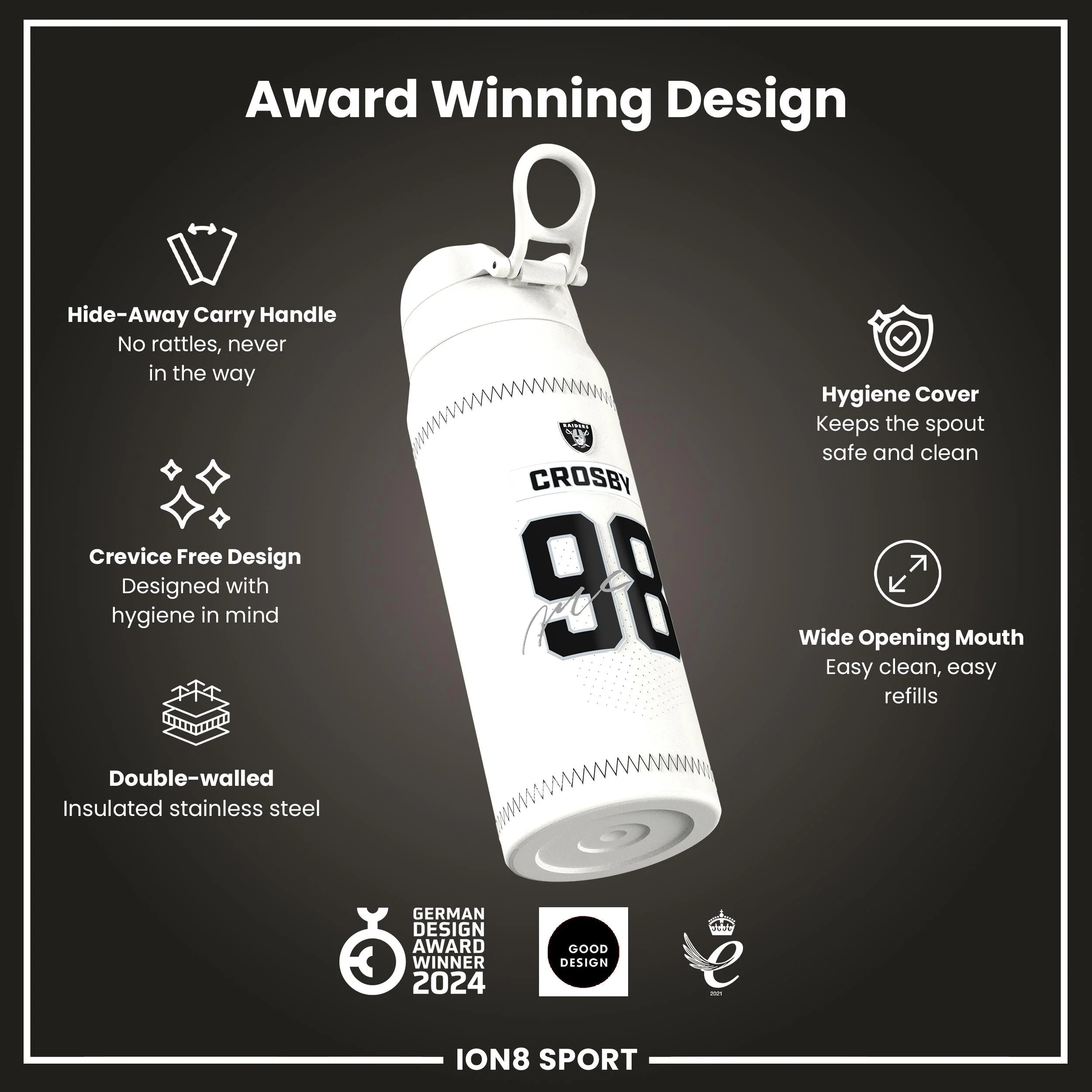 NFL x ION8, Isolierte Edelstahl, Crosby Raiders, 750 ml - Image 6