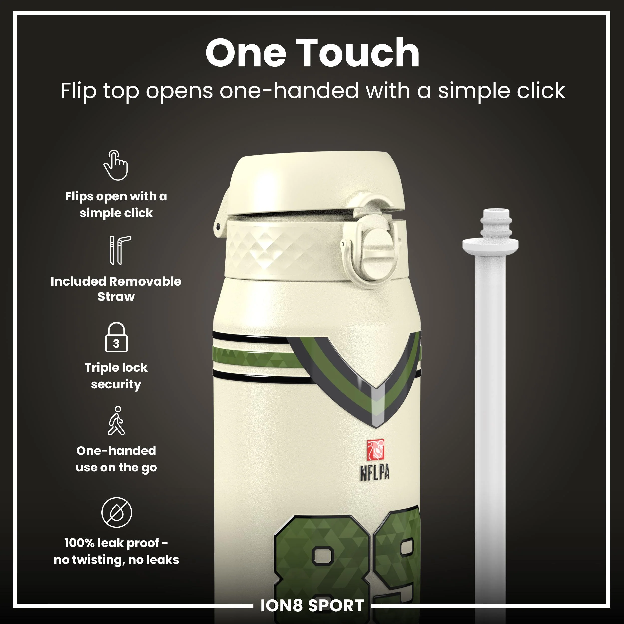 NFL x ION8, Isolierte Edelstahl, Icon Series, Brock Bowers, 750 ml - Image 3