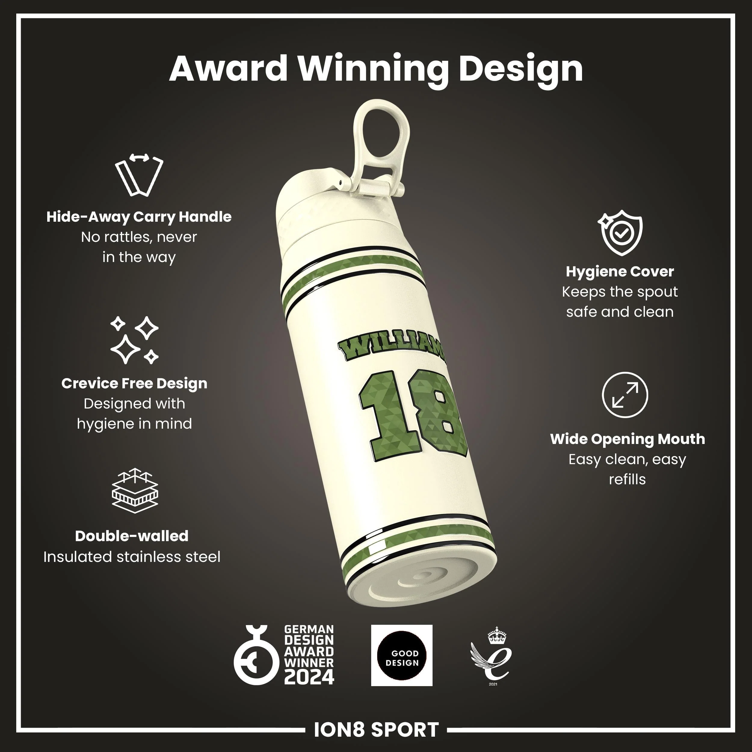 NFL x ION8, Isolierte Edelstahl, Icon Series, Caleb Williams, 750 ml - Image 6
