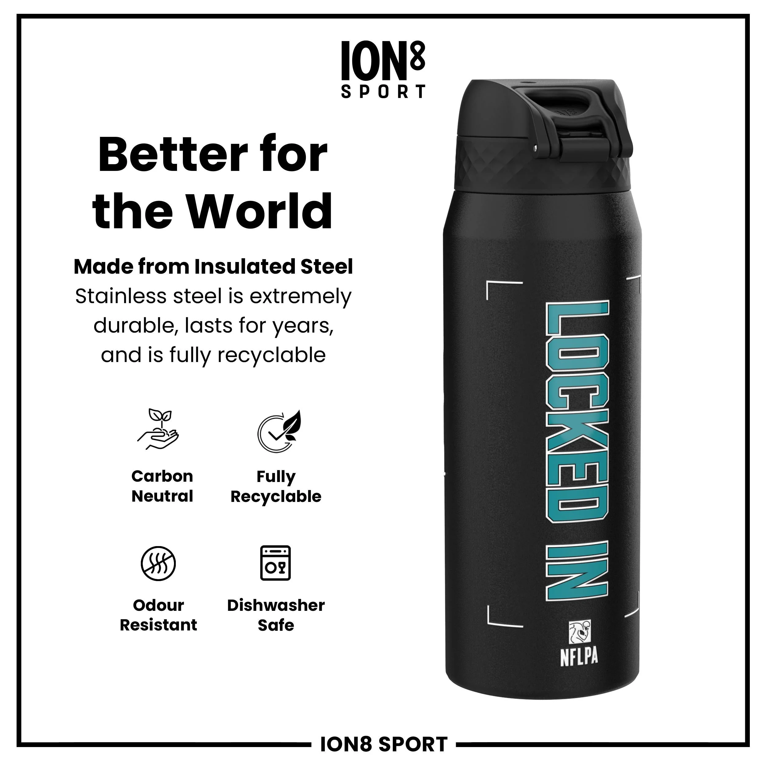 NFL x ION8, Isolierte Edelstahl, Locked In Series, De'Von Achane, 750 ml - Image 5