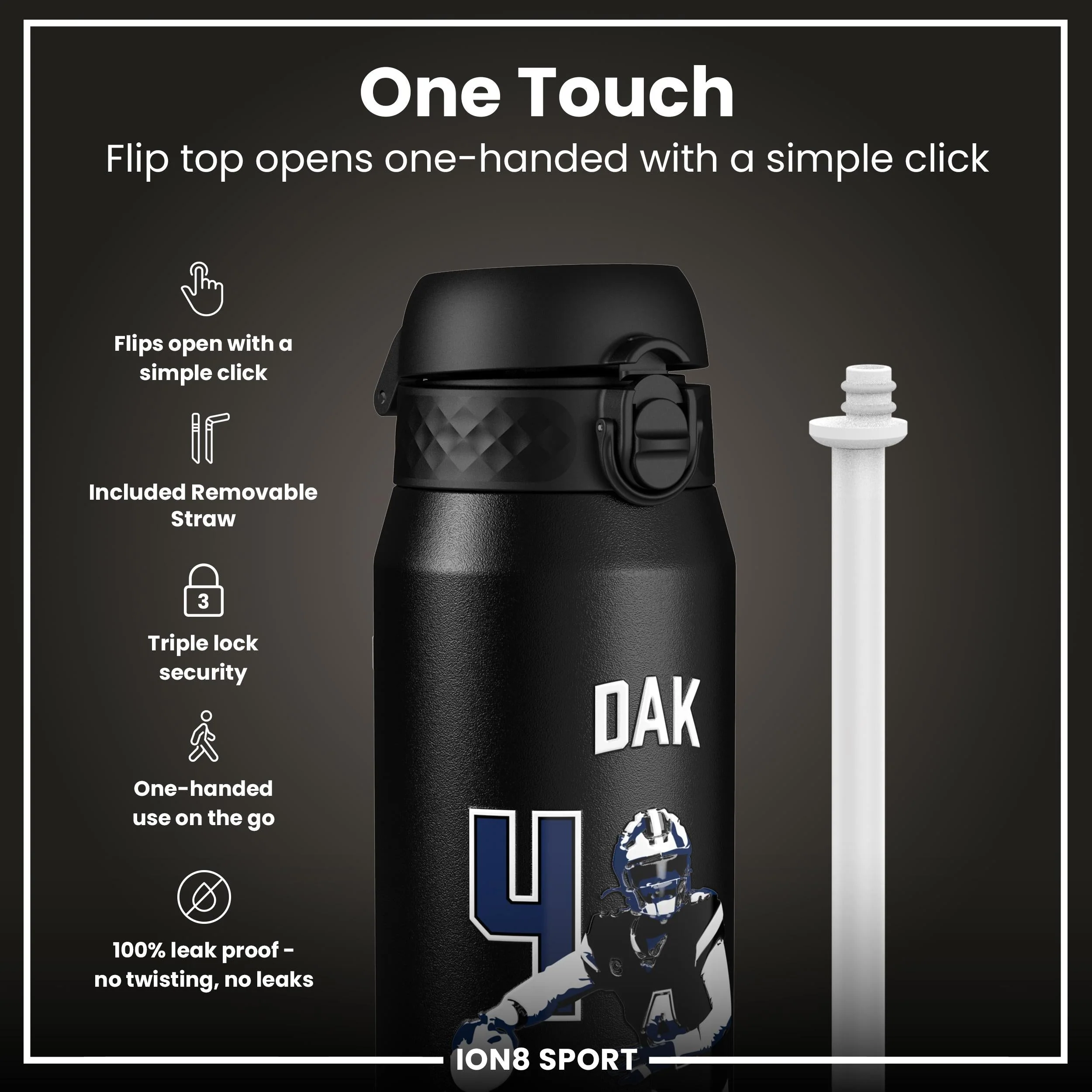 NFL x ION8, Isolierte Edelstahl, Locked In Series, Dak Prescott, 750 ml - Image 3