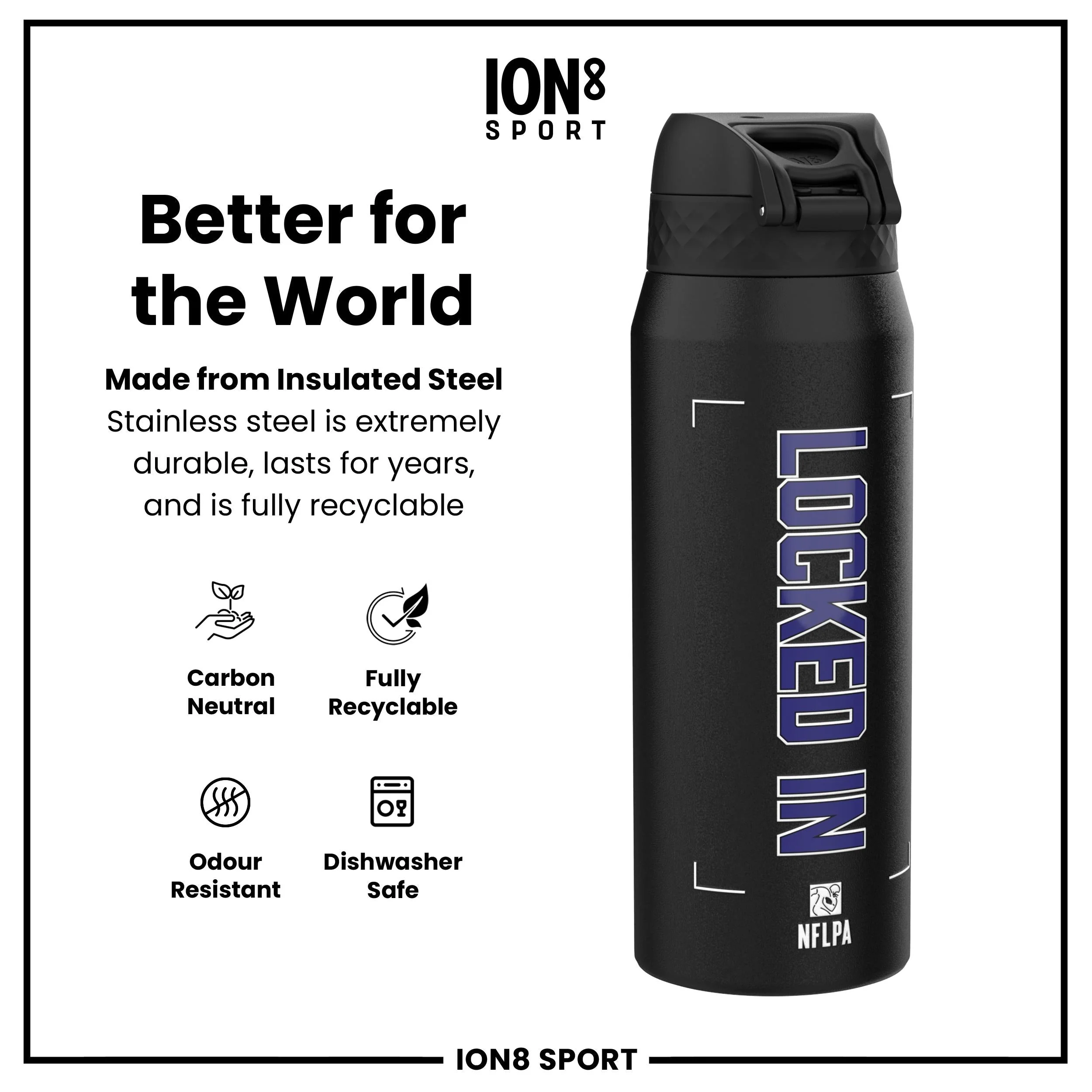 NFL x ION8, Isolierte Edelstahl, Locked In Series, Lamar Jackson, 750 ml - Image 5