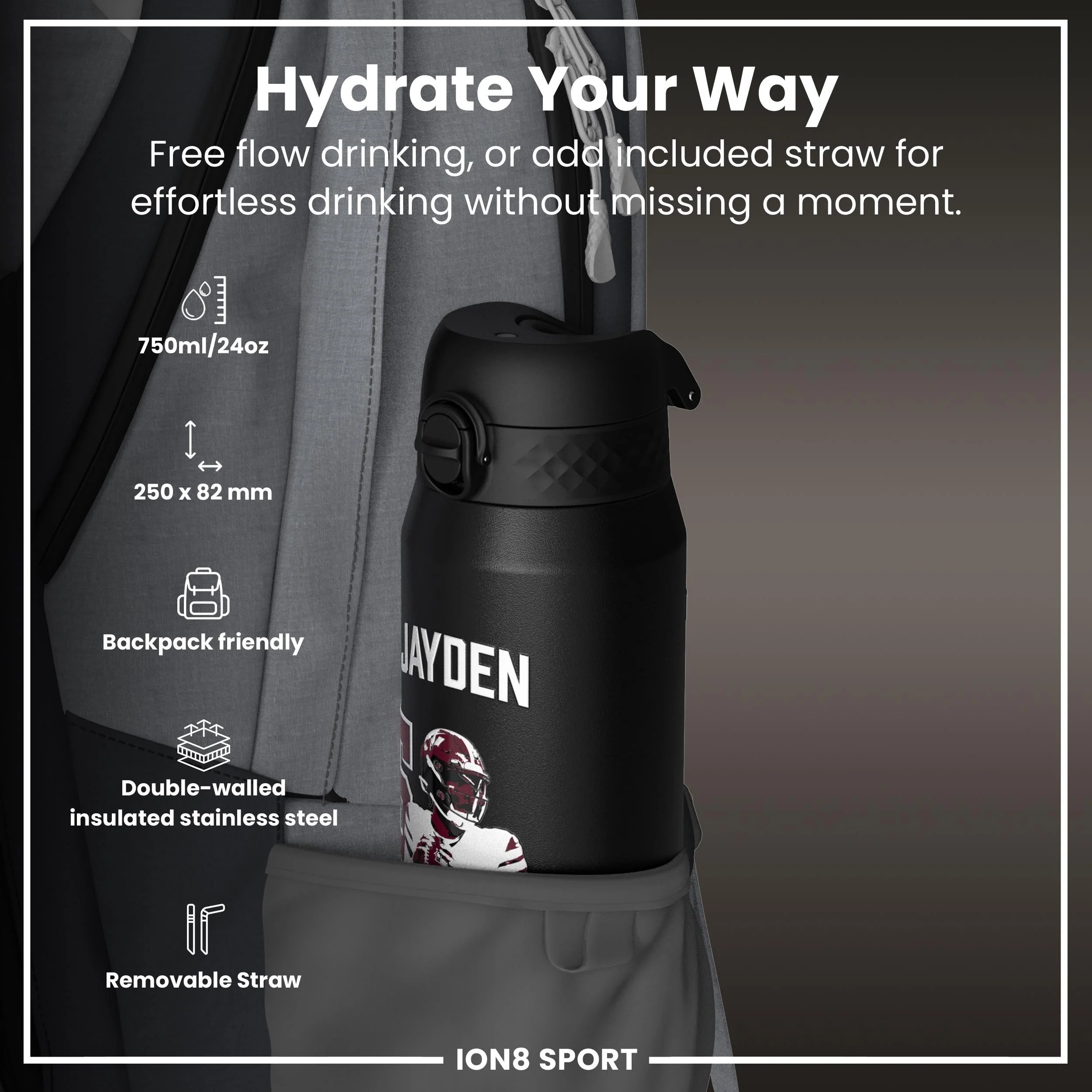 NFL x ION8, Isolierte Edelstahl, Locked In Series, Jayden Daniels, 750 ml - Image 2