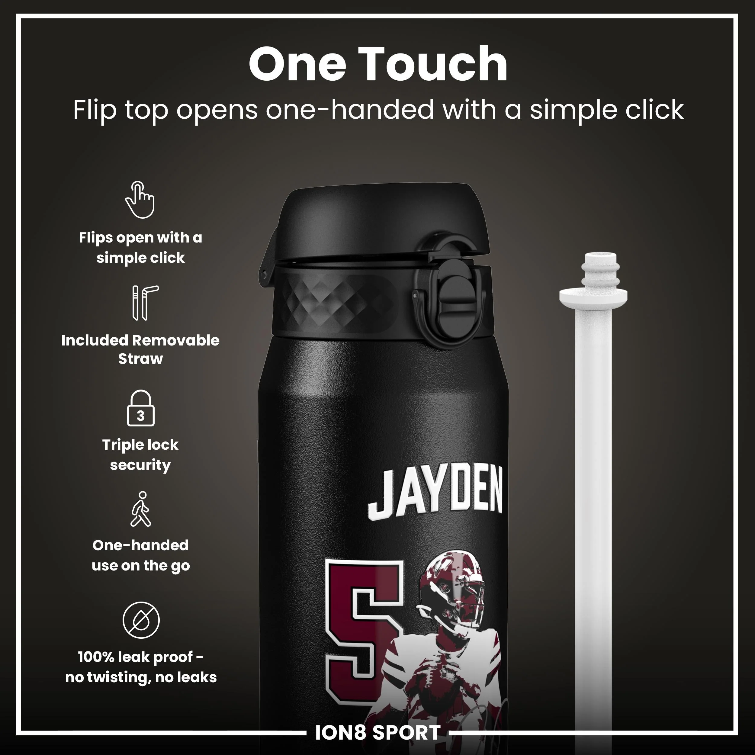 NFL x ION8, Isolierte Edelstahl, Locked In Series, Jayden Daniels, 750 ml - Image 3