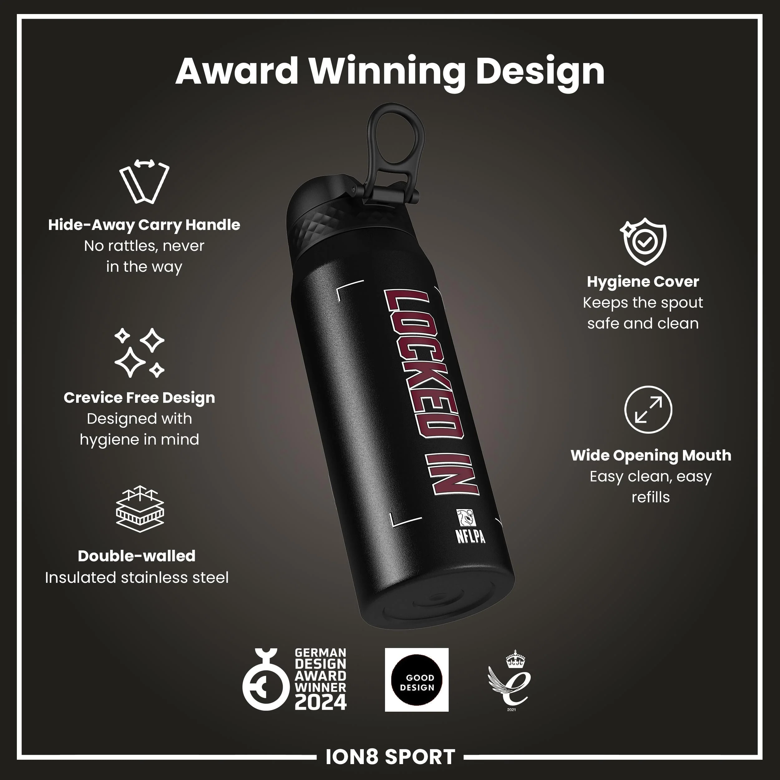 NFL x ION8, Isolierte Edelstahl, Locked In Series, Jayden Daniels, 750 ml - Image 6