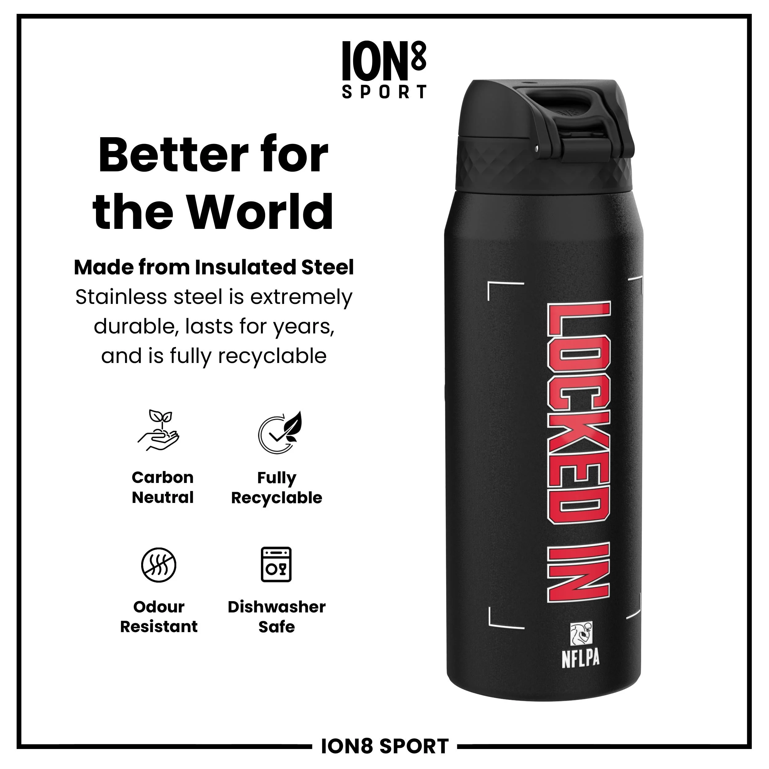NFL x ION8, Isolierte Edelstahl, Locked In Series, Patrick Mahomes, 750 ml - Image 5