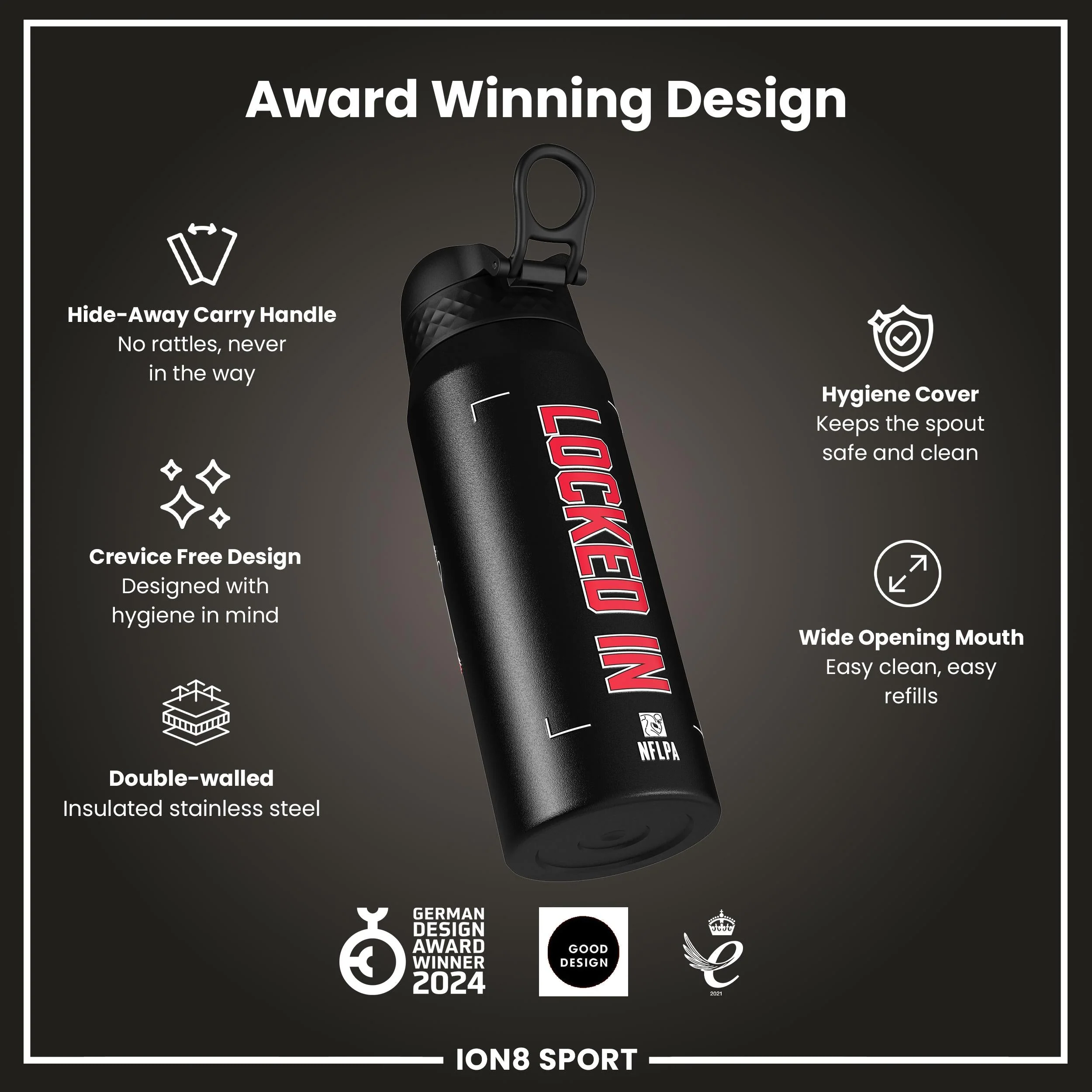 NFL x ION8, Isolierte Edelstahl, Locked In Series, Patrick Mahomes, 750 ml - Image 6