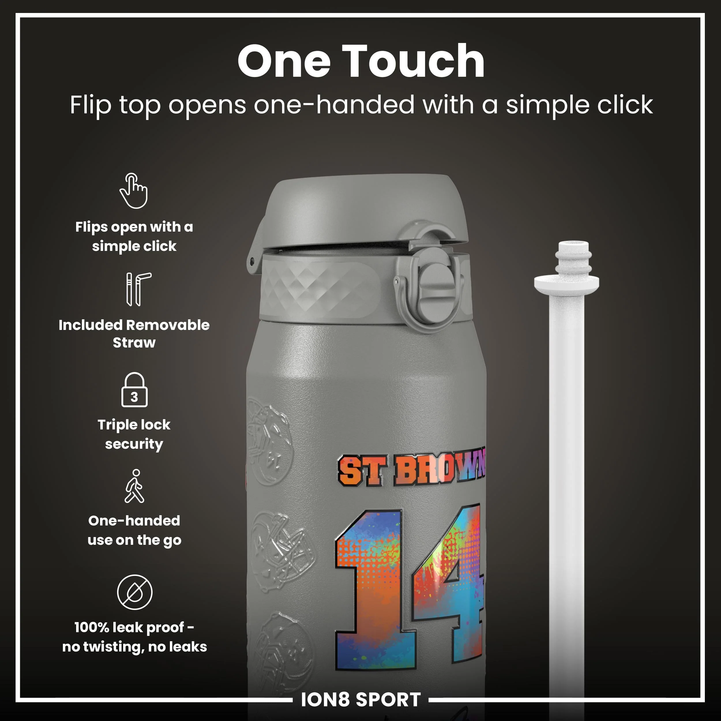 NFL x ION8, Isolierte Edelstahl, Signature Series, AJ Brown, 750 ml - Image 3