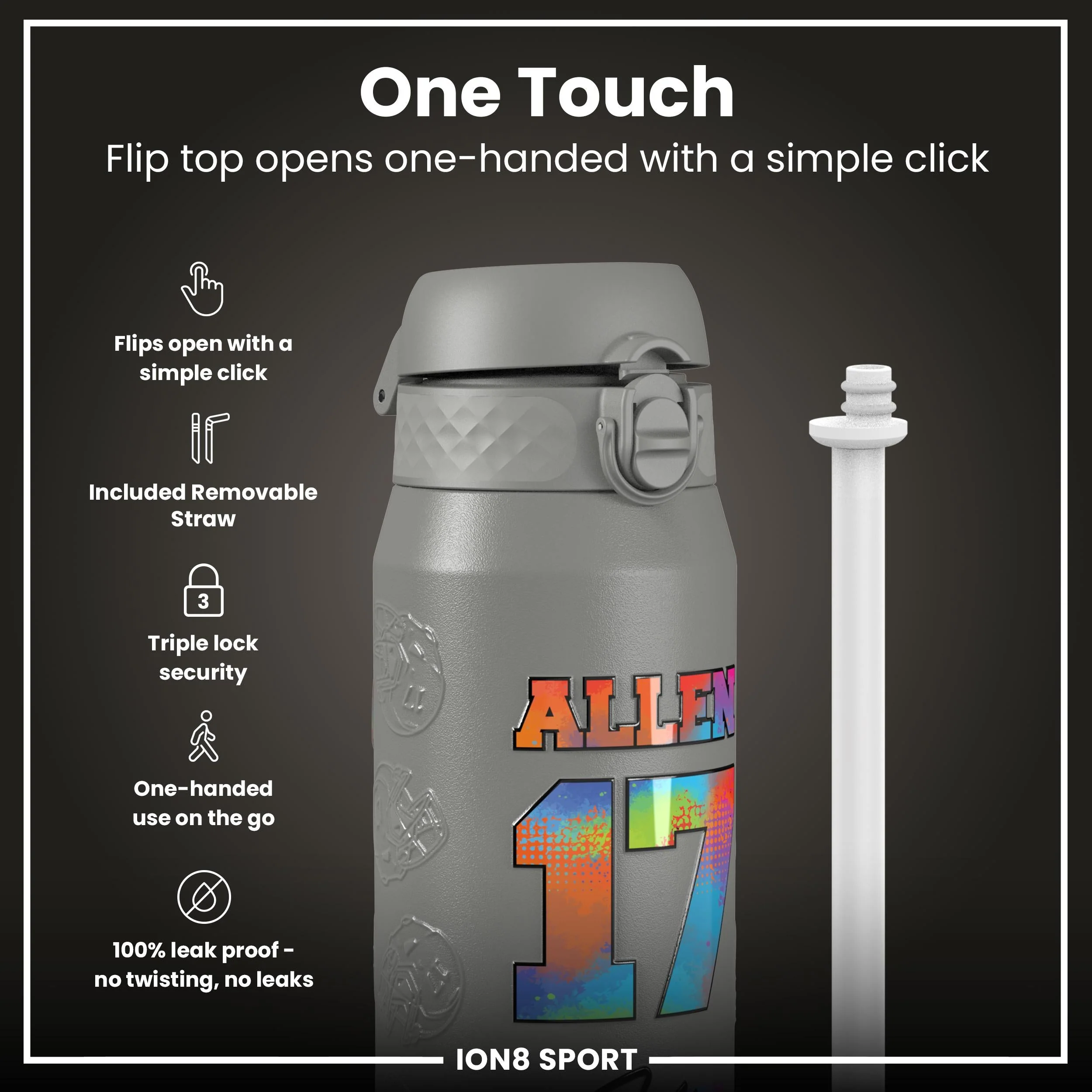 NFL x ION8, Isolierte Edelstahl, Signature Series, Josh Allen, 750 ml - Image 3