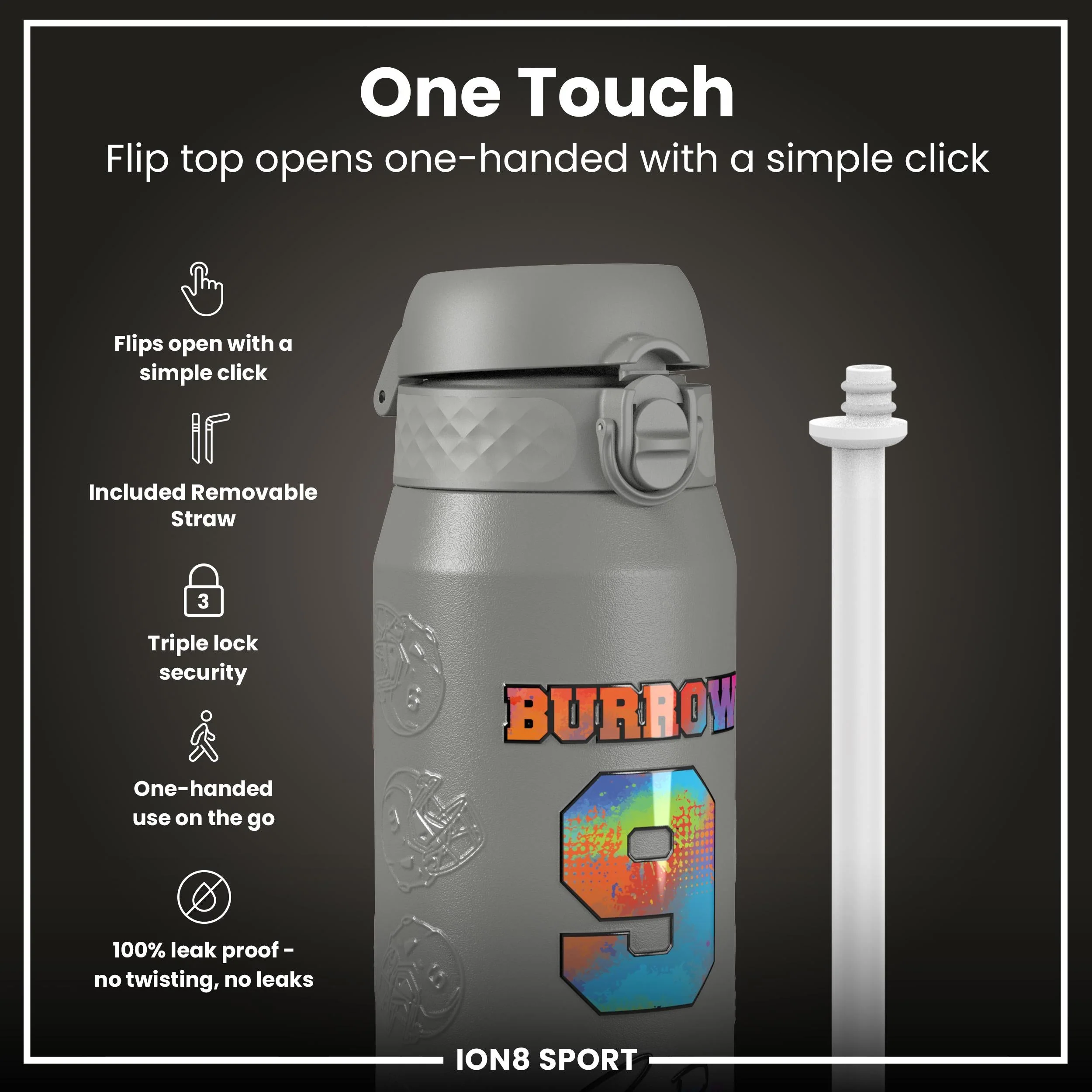 NFL x ION8, Isolierte Edelstahl, Signature Series, Joe Burrow, 750 ml - Image 3