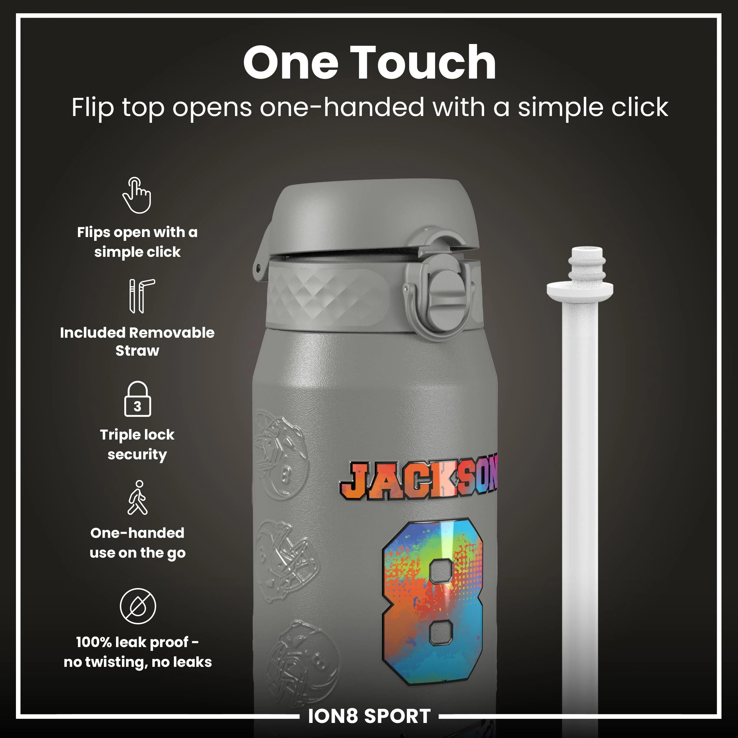 NFL x ION8, Isolierte Edelstahl, Signature Series, Lamar Jackson, 750 ml - Image 3
