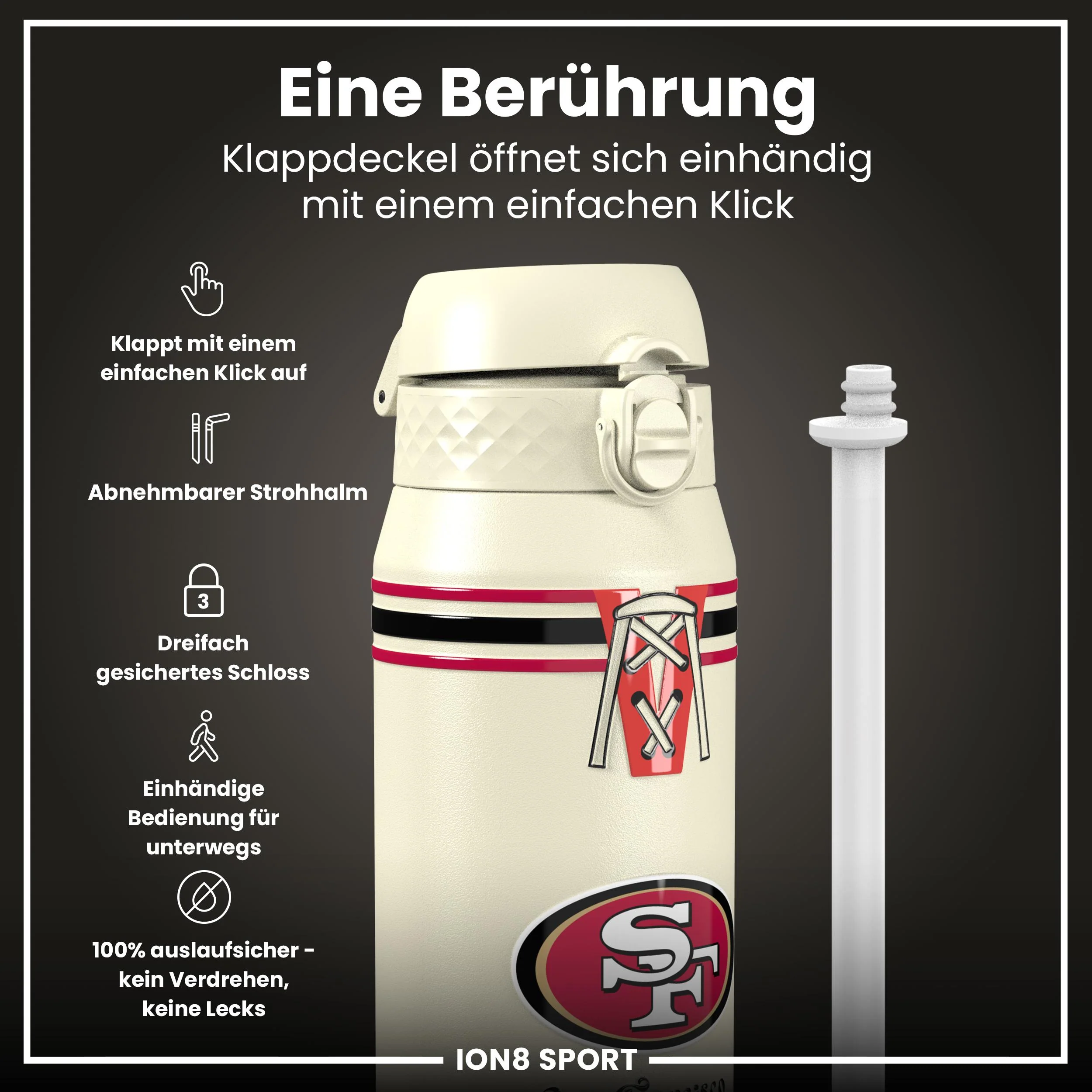 NFL x ION8, Isolierte Edelstahl, 49ers, 750 ml - Image 3