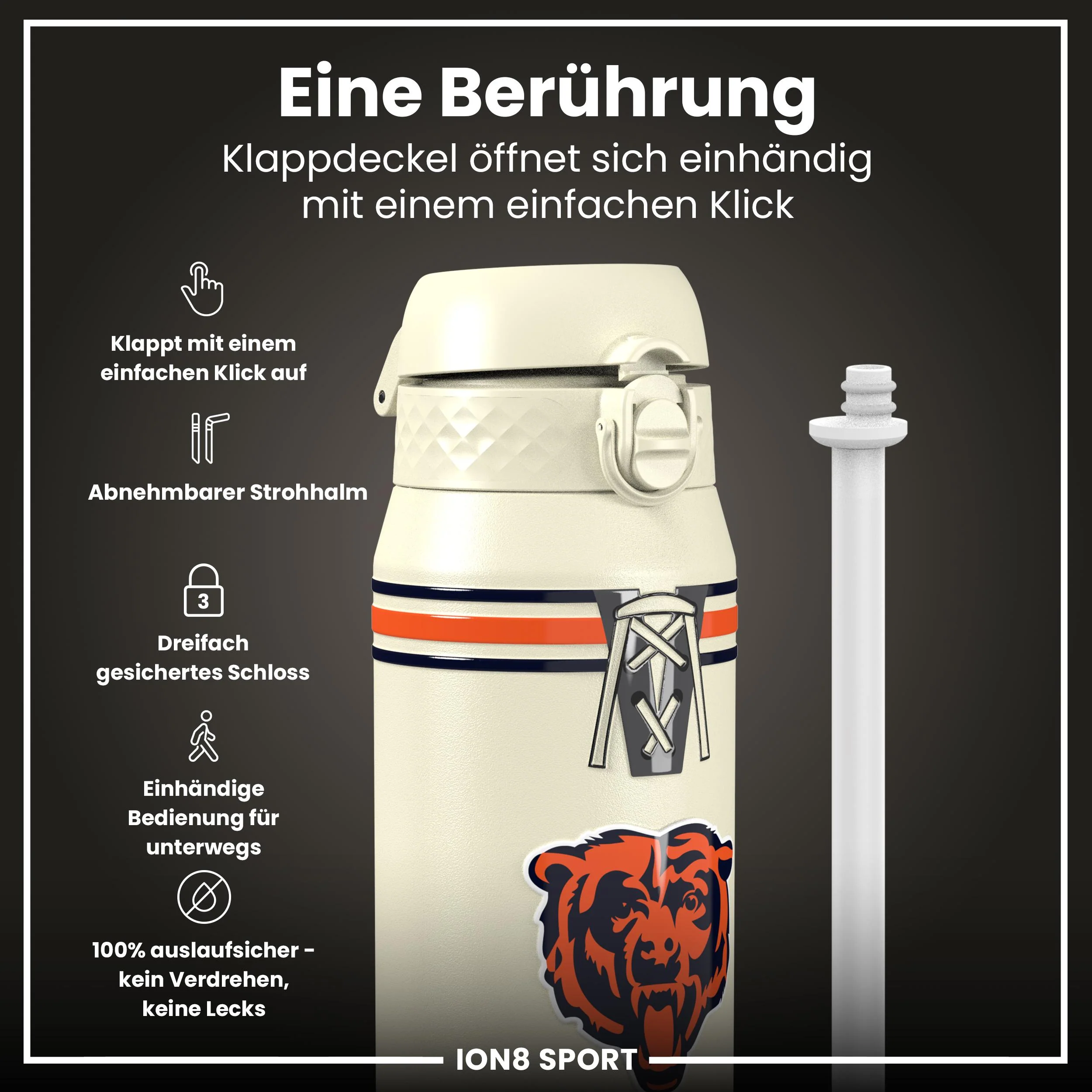 NFL x ION8, Isolierte Edelstahl, Bears, 750 ml - Image 3