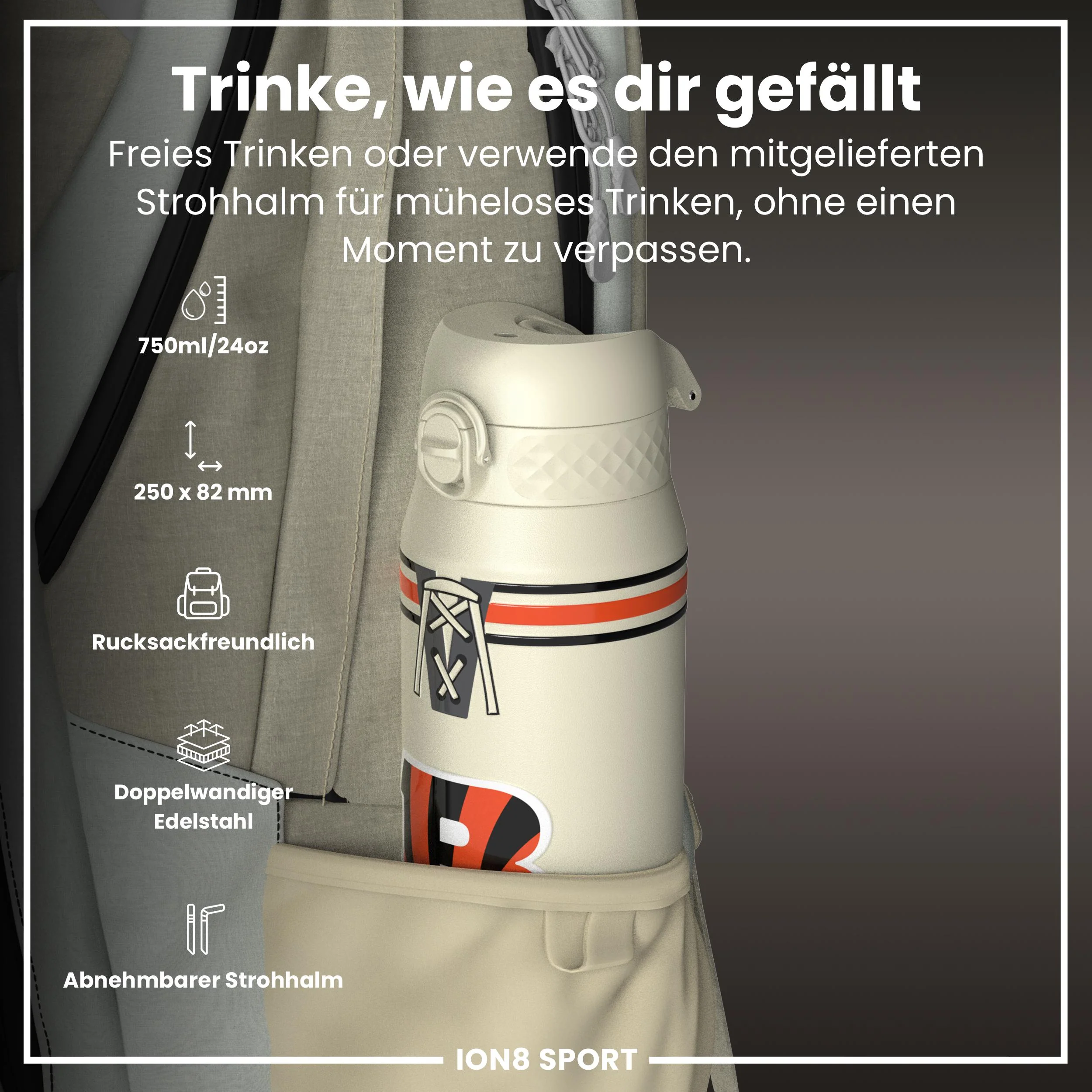 NFL x ION8, Isolierte Edelstahl, Bengals, 750 ml - Image 2
