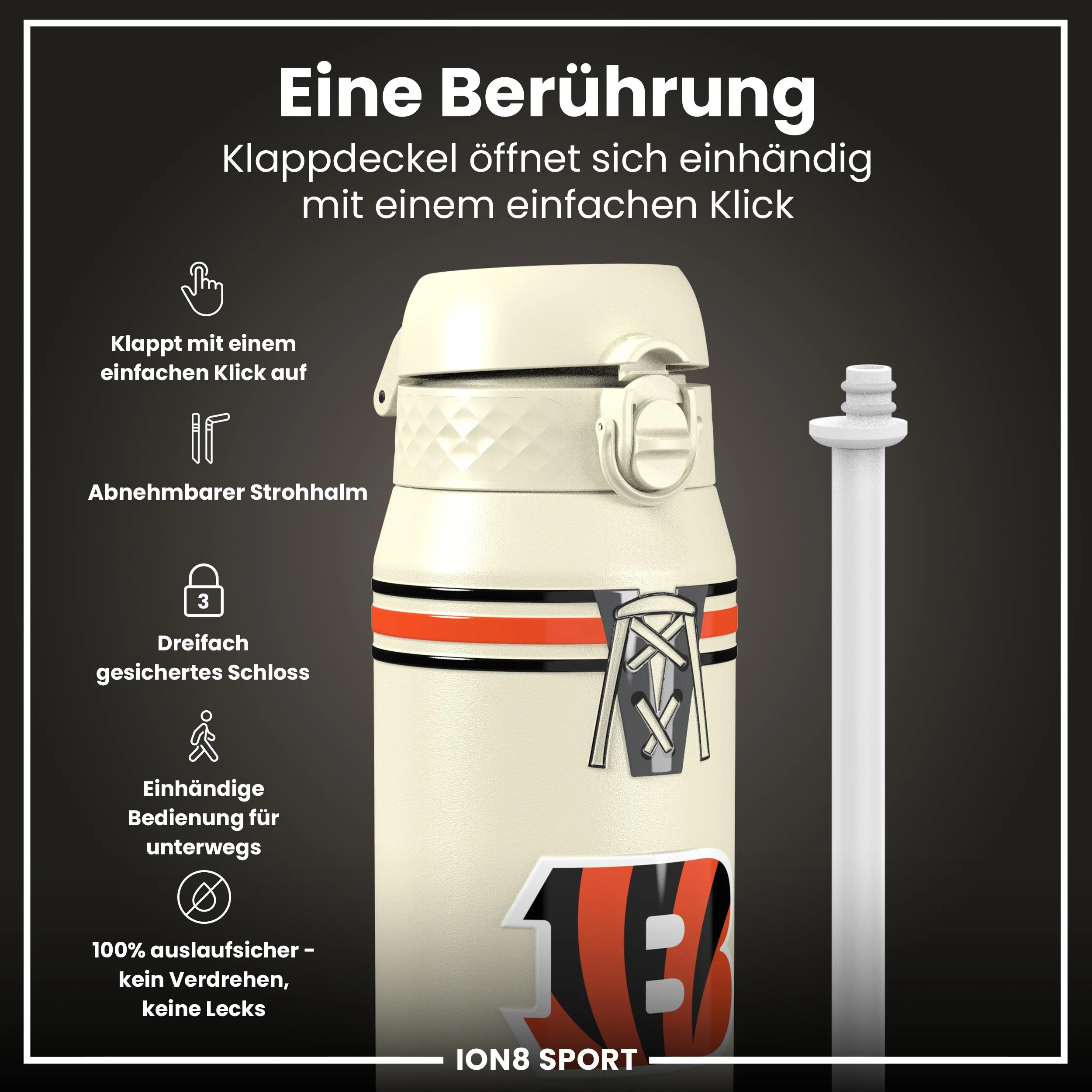 NFL x ION8, Isolierte Edelstahl, Bengals, 750 ml - Image 3