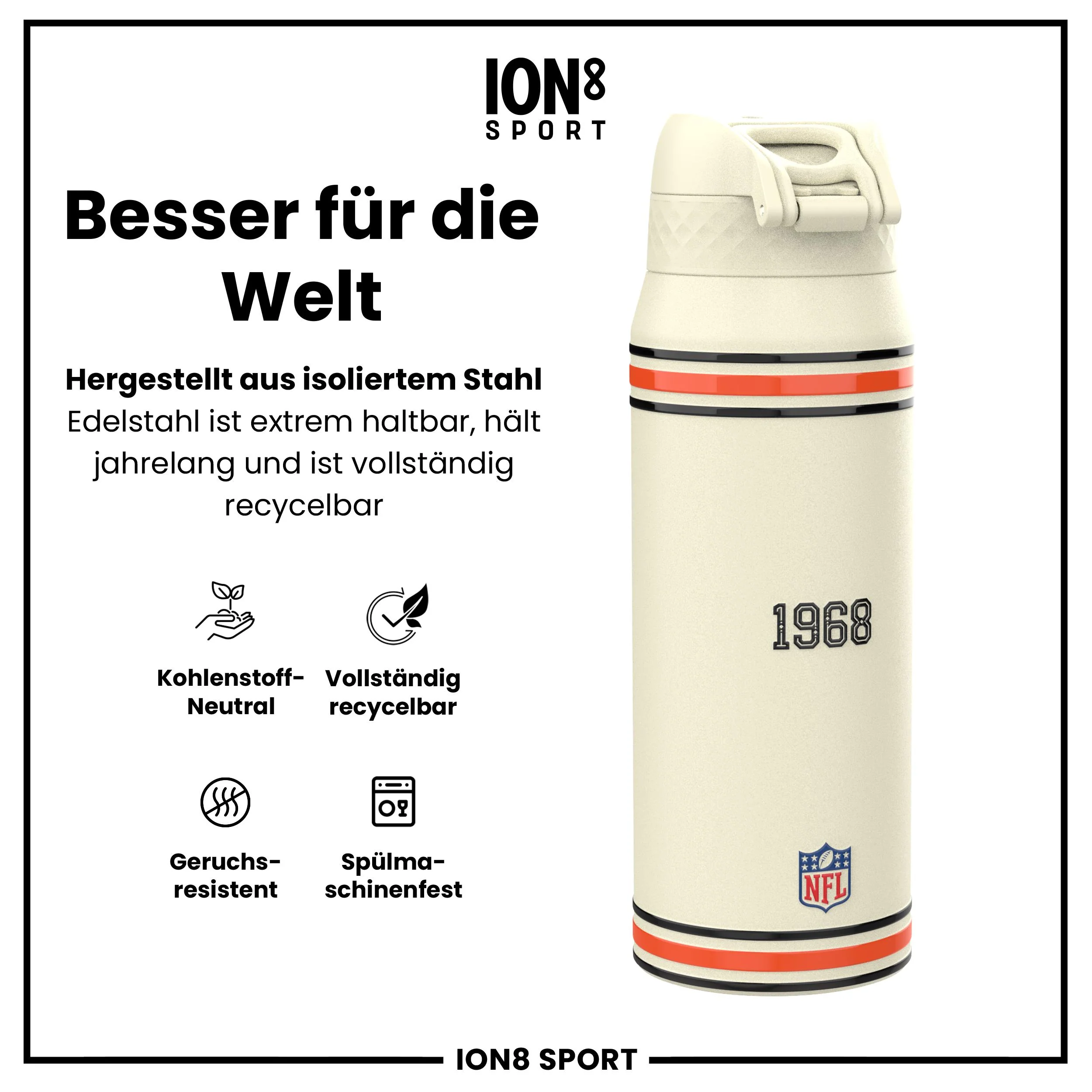 NFL x ION8, Isolierte Edelstahl, Bengals, 750 ml - Image 5