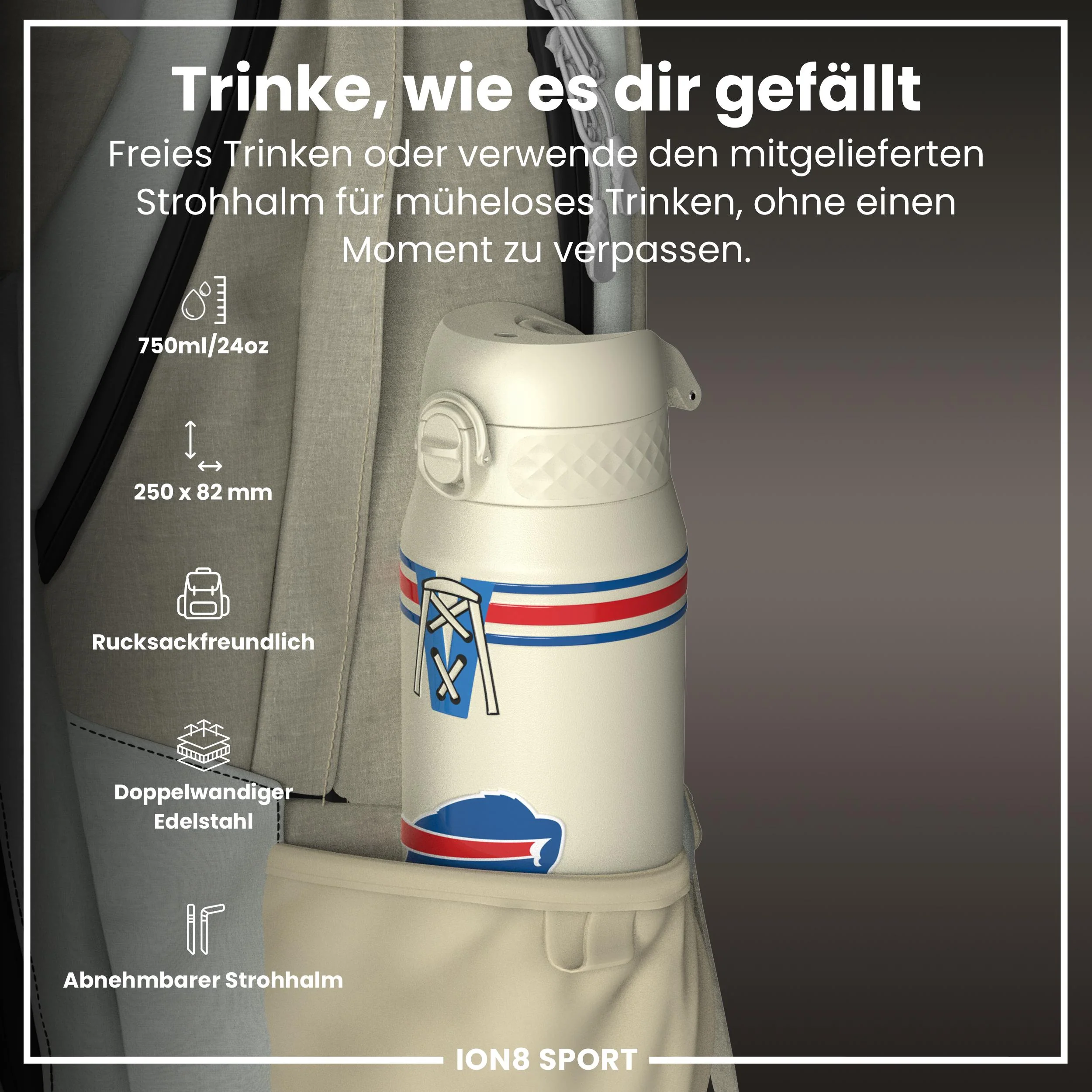 NFL x ION8, Isolierte Edelstahl, Bills, 750 ml - Image 2
