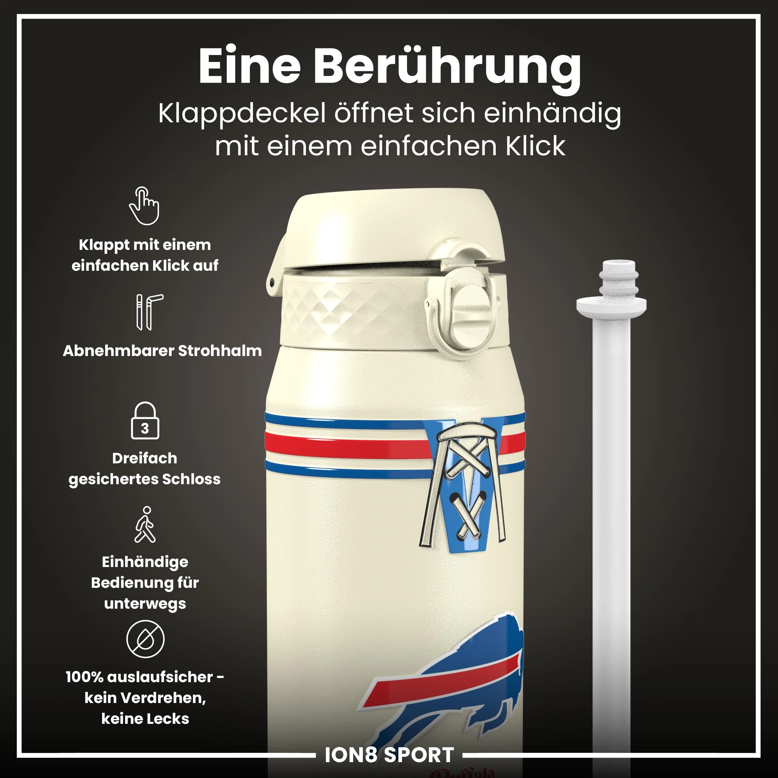 NFL x ION8, Isolierte Edelstahl, Bills, 750 ml - Image 3