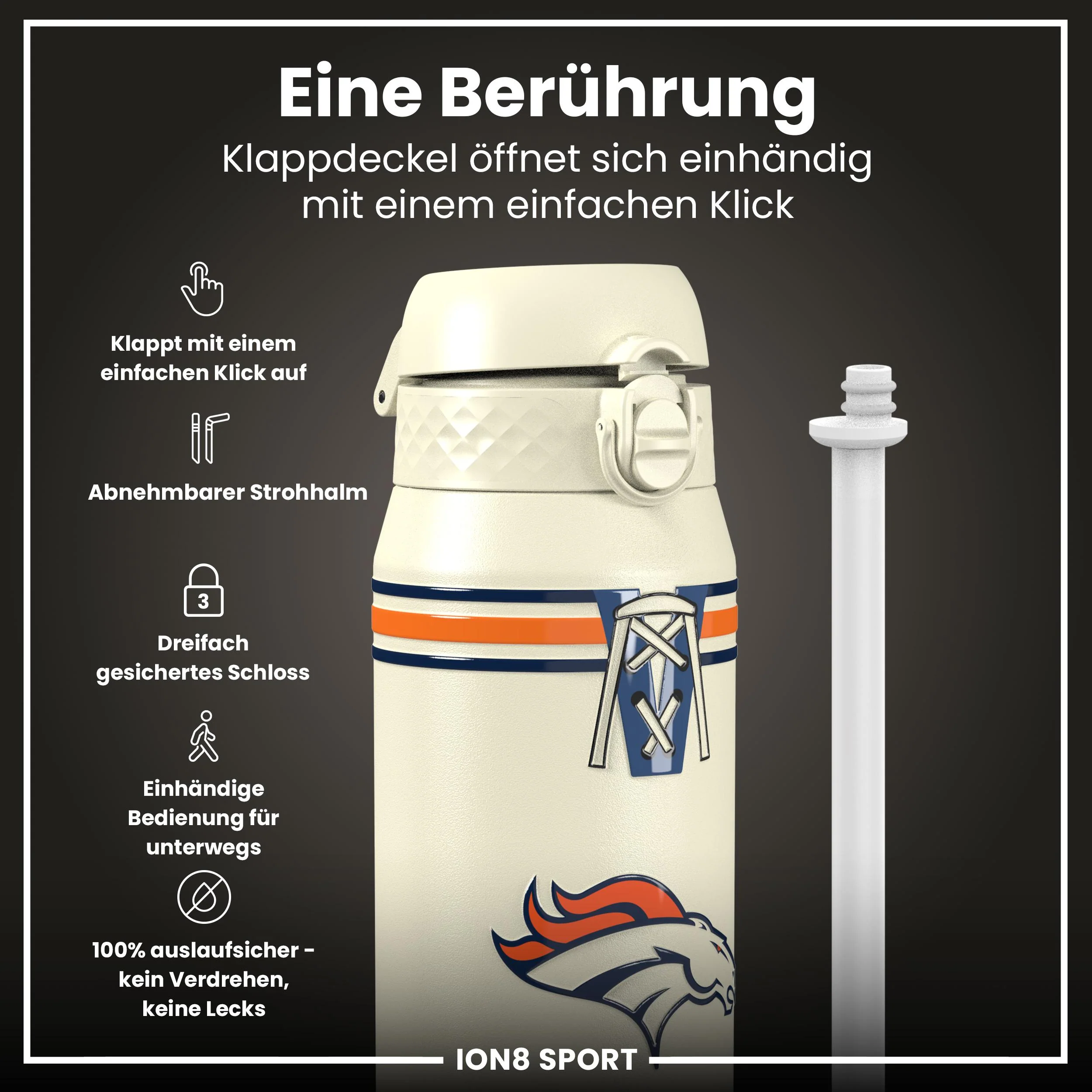 NFL x ION8, Isolierte Edelstahl, Broncos, 750 ml - Image 3