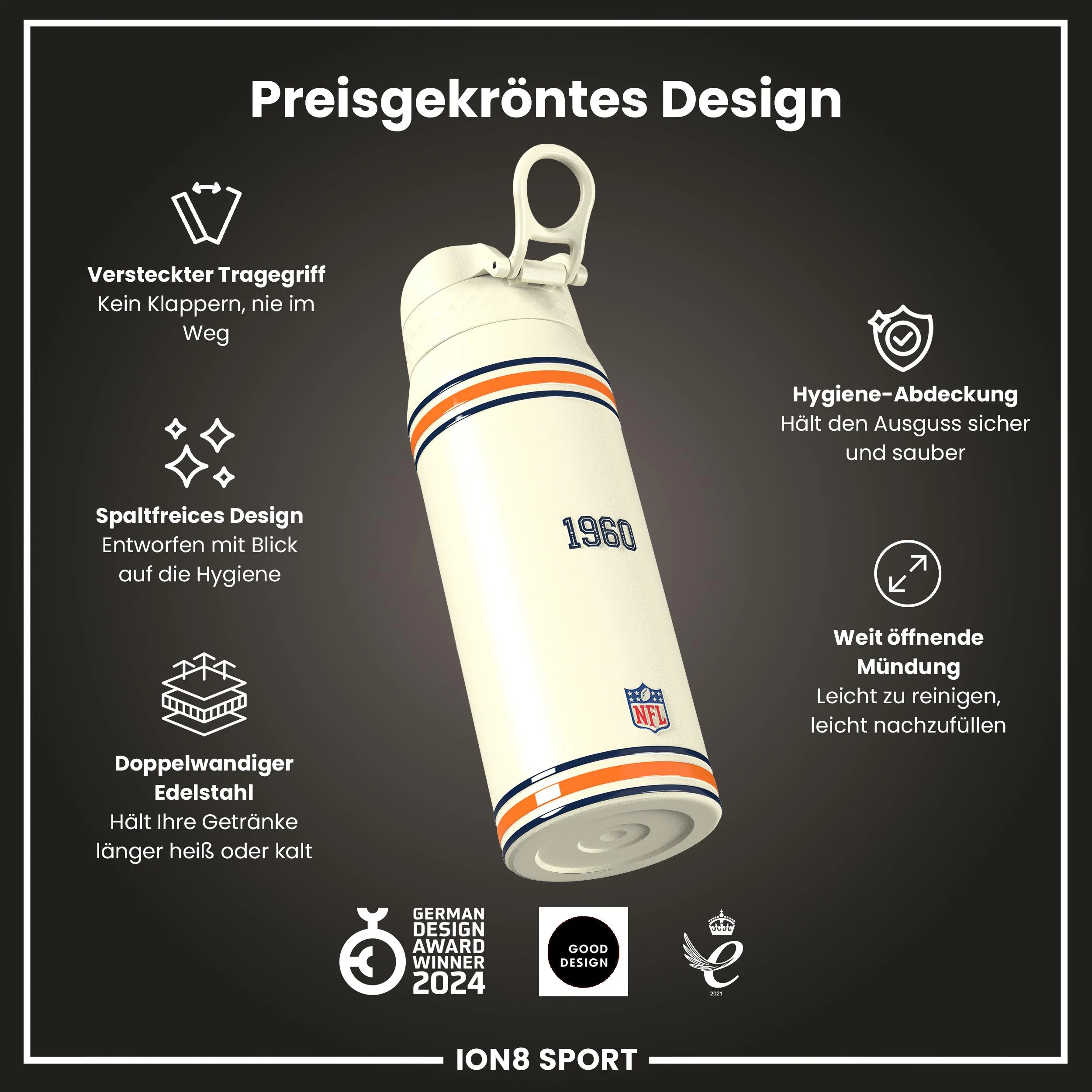 NFL x ION8, Isolierte Edelstahl, Broncos, 750 ml - Image 6