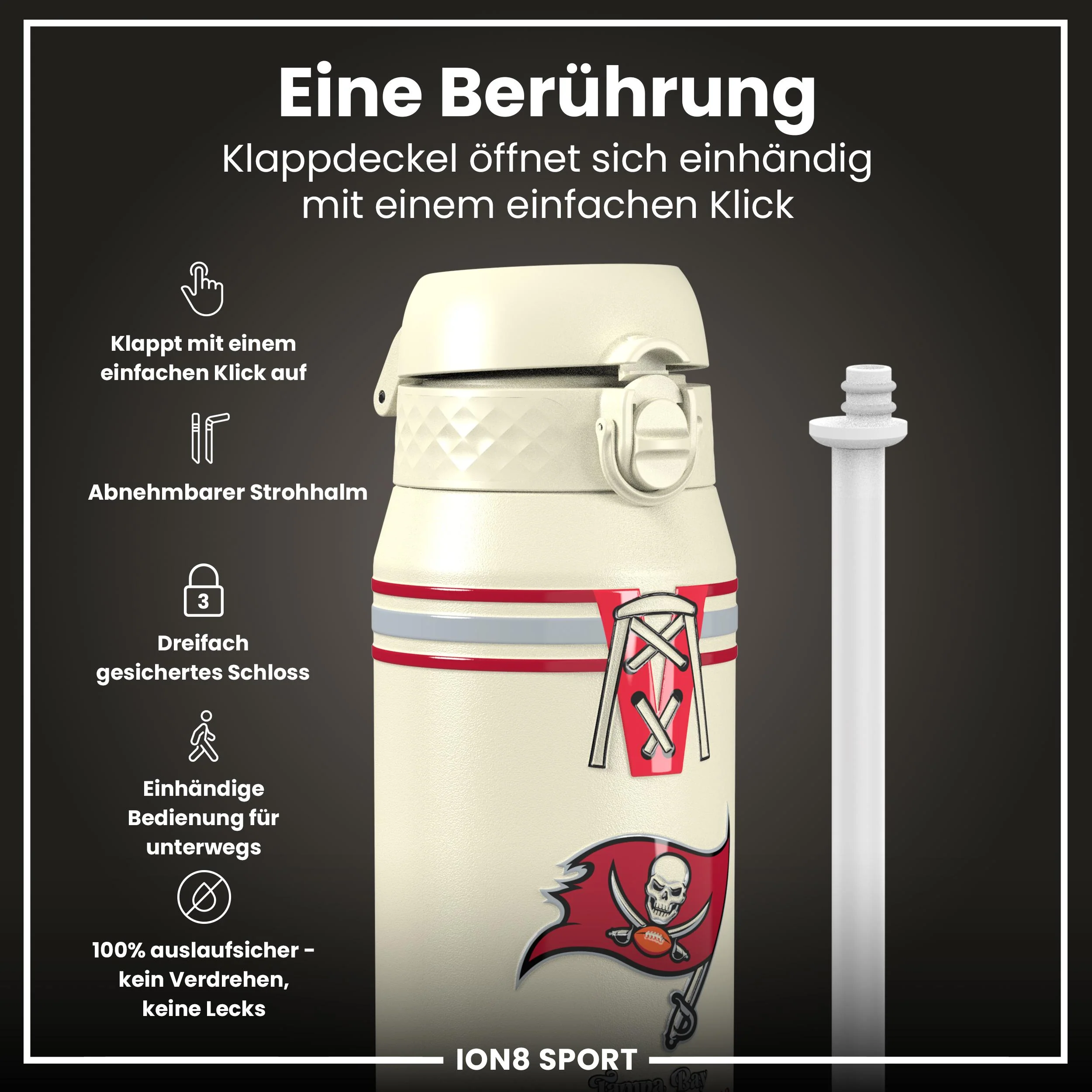 NFL x ION8, Isolierte Edelstahl, Buccaneers, 750 ml