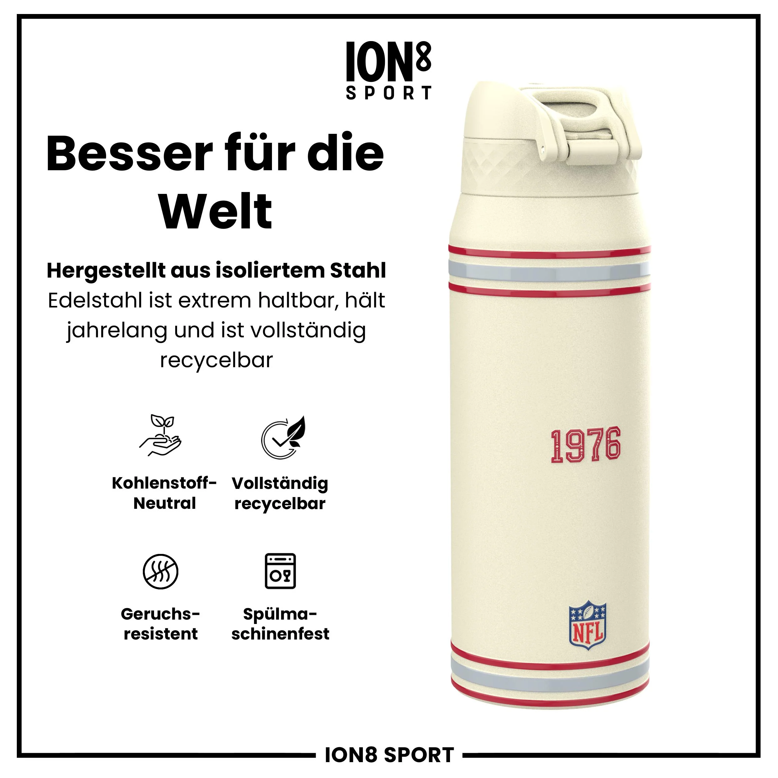NFL x ION8, Isolierte Edelstahl, Buccaneers, 750 ml - Image 3