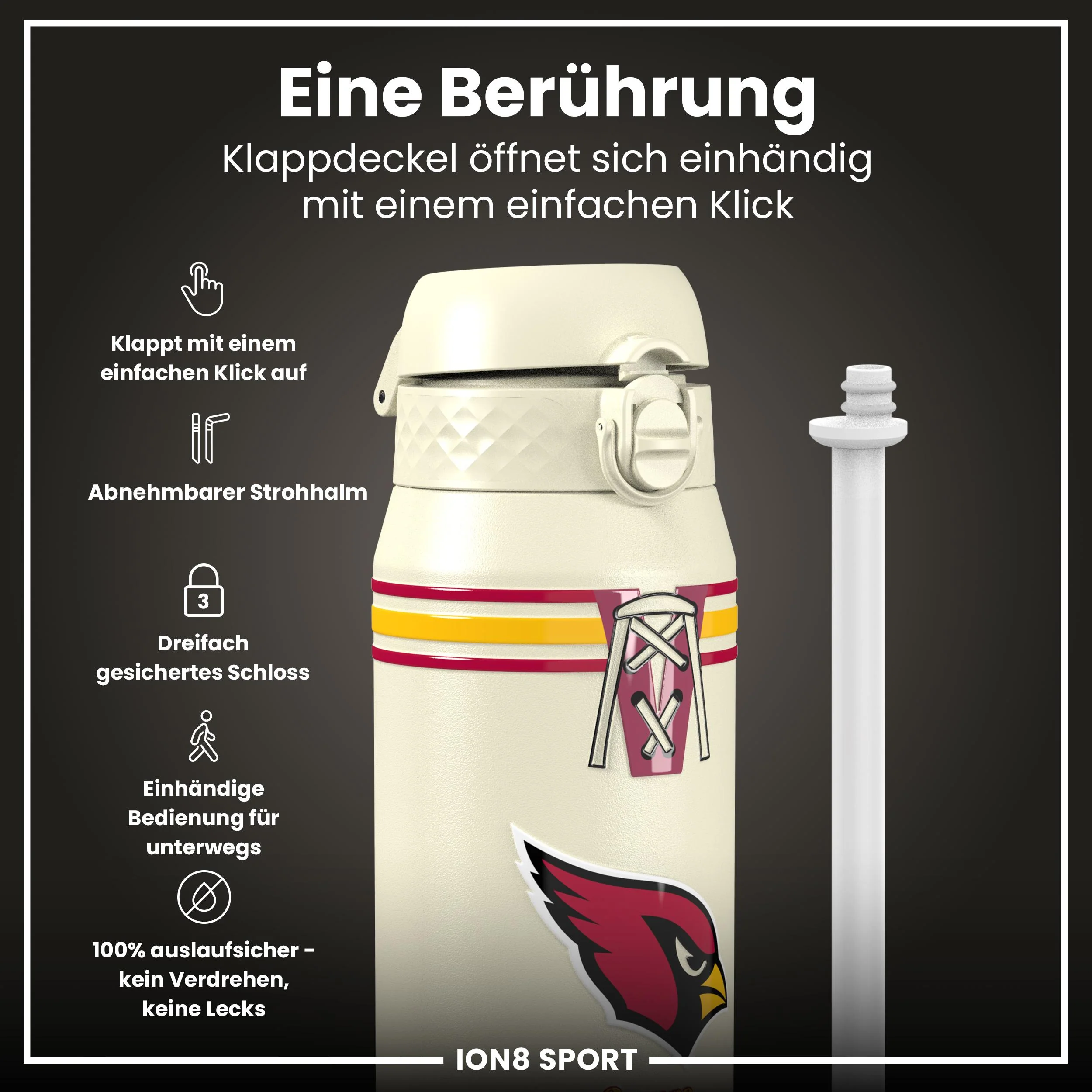 NFL x ION8, Isolierte Edelstahl, Cardinals, 750 ml - Image 3