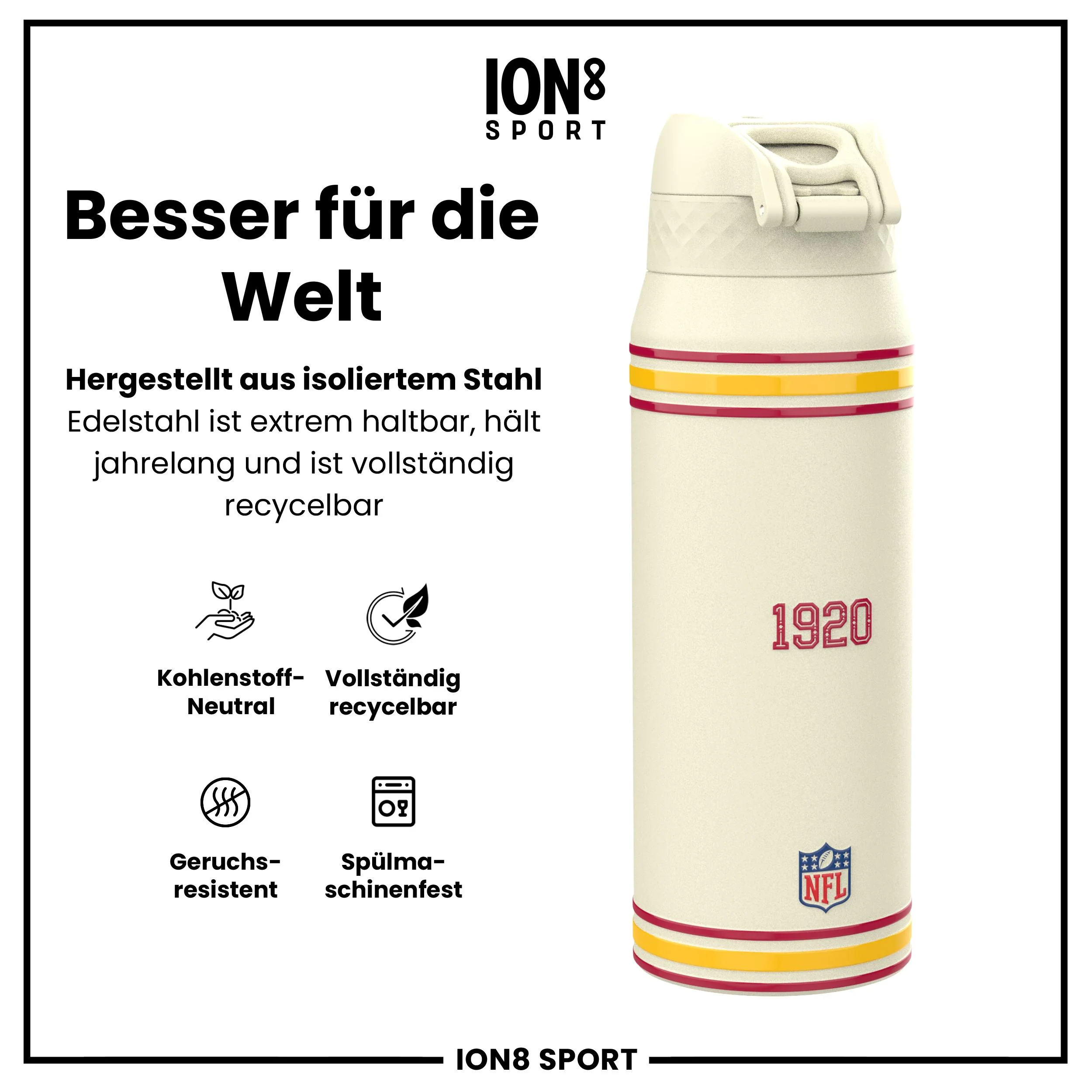 NFL x ION8, Isolierte Edelstahl, Cardinals, 750 ml - Image 5