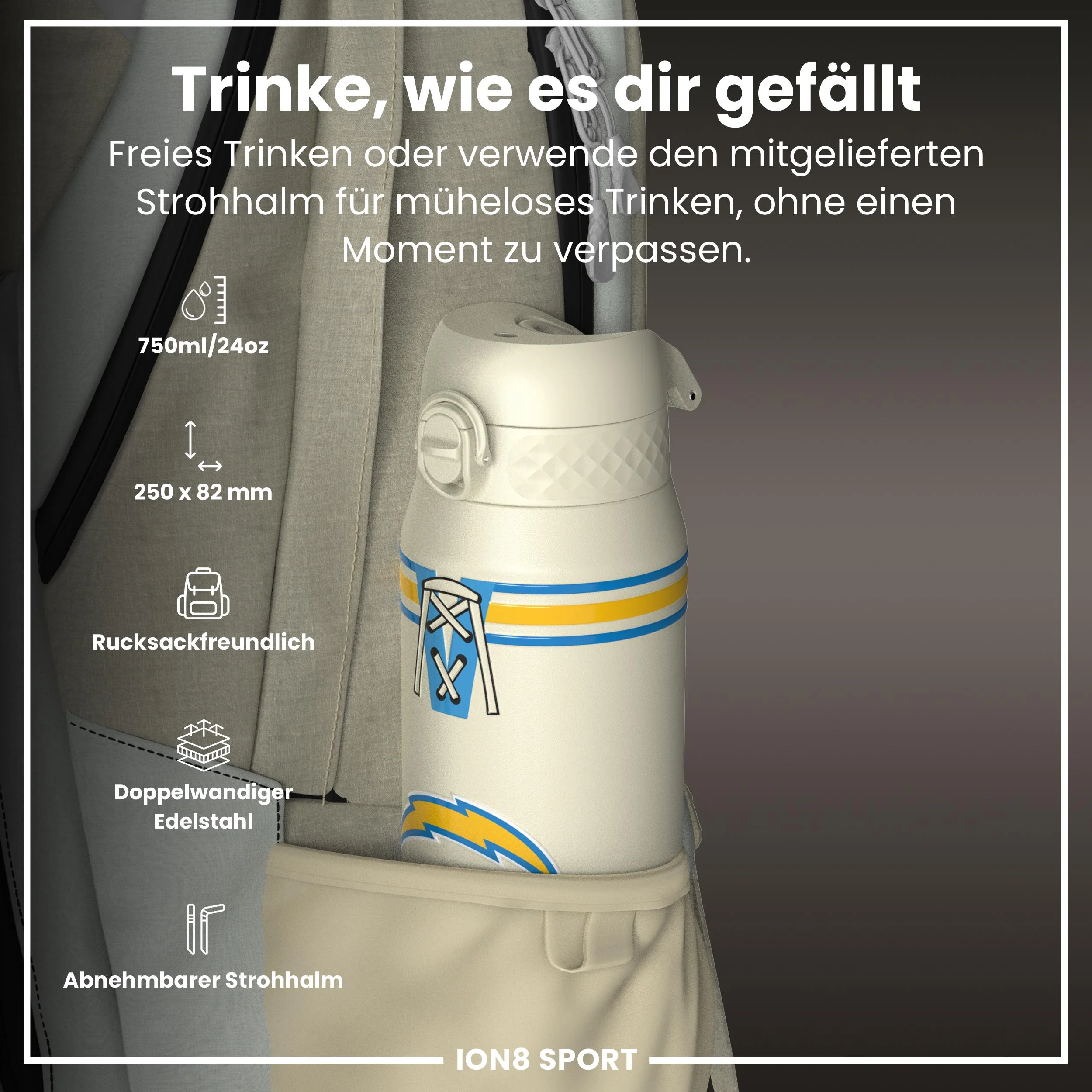 NFL x ION8, Isolierte Edelstahl, Chargers, 750 ml - Image 2