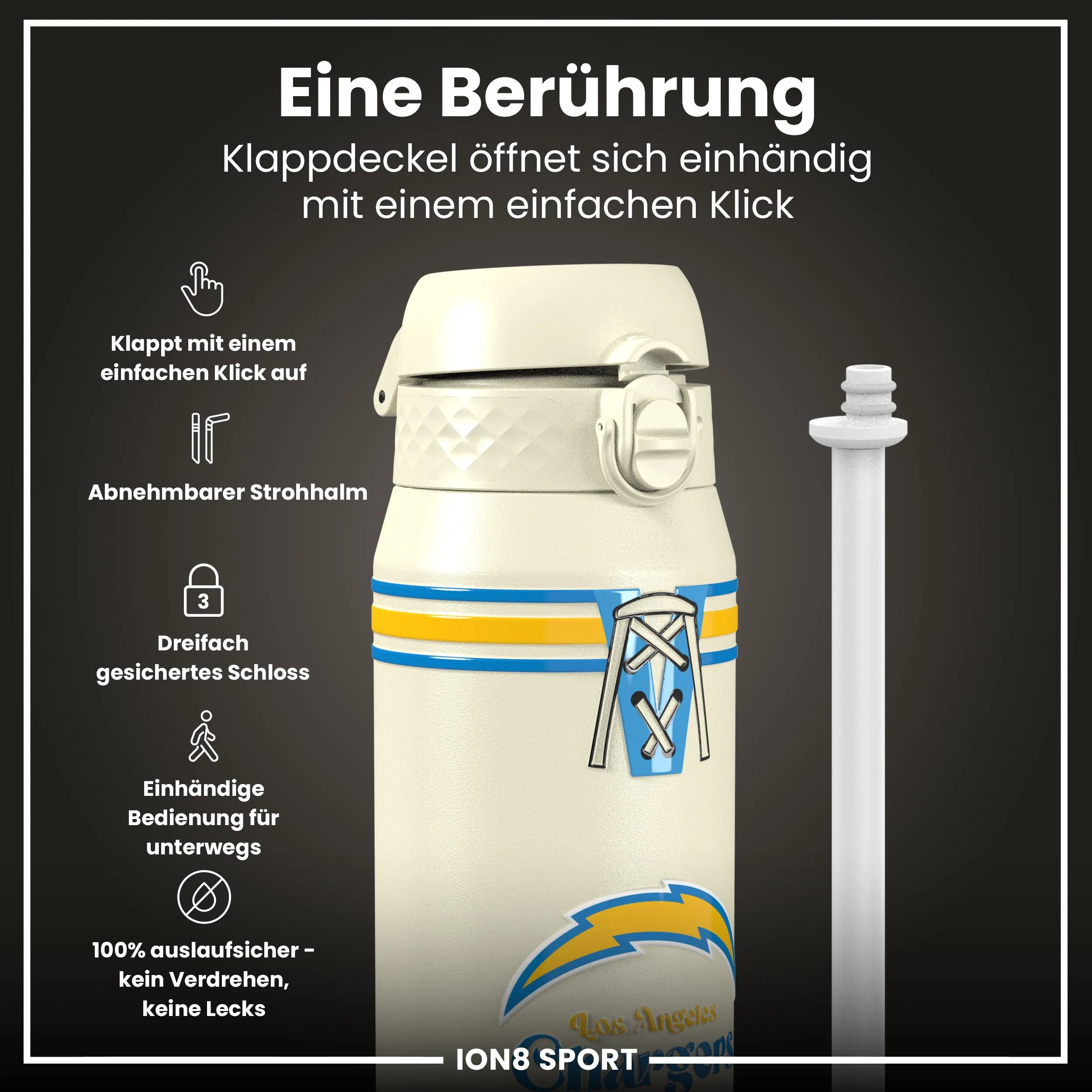 NFL x ION8, Isolierte Edelstahl, Chargers, 750 ml - Image 3