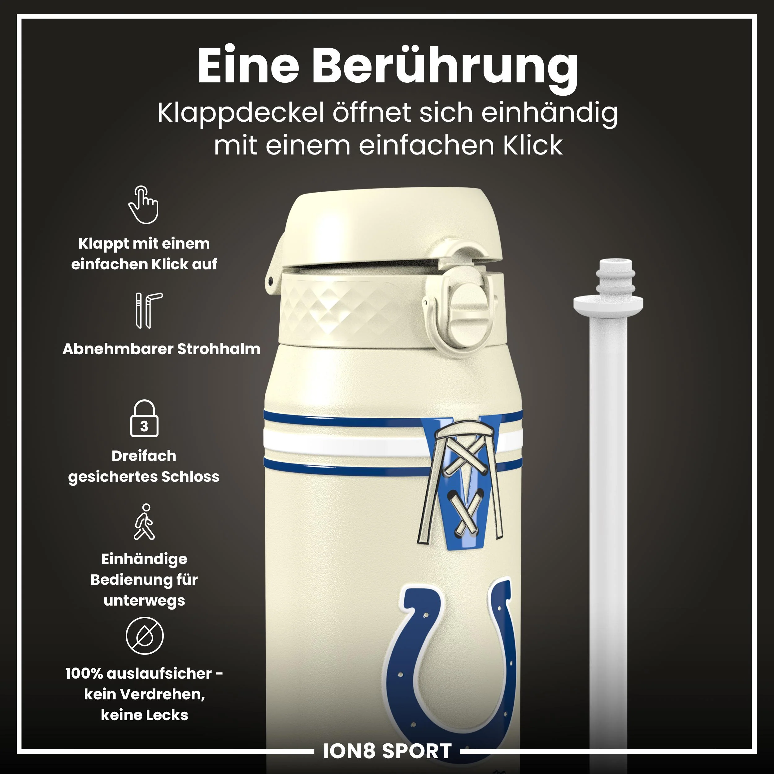 NFL x ION8, Isolierte Edelstahl, Colts, 750 ml - Image 3