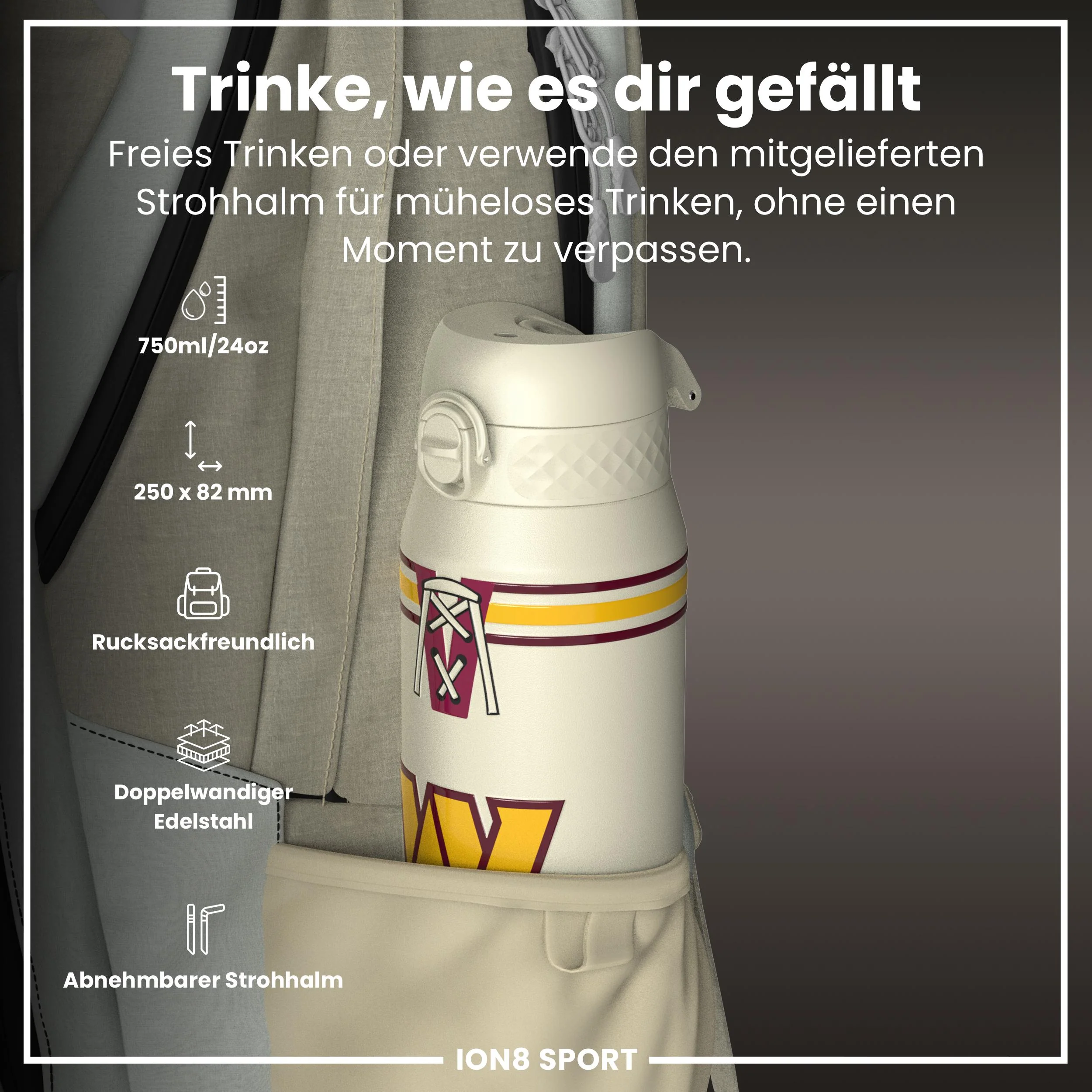 NFL x ION8, Isolierte Edelstahl, Commanders, 750 ml - Image 2