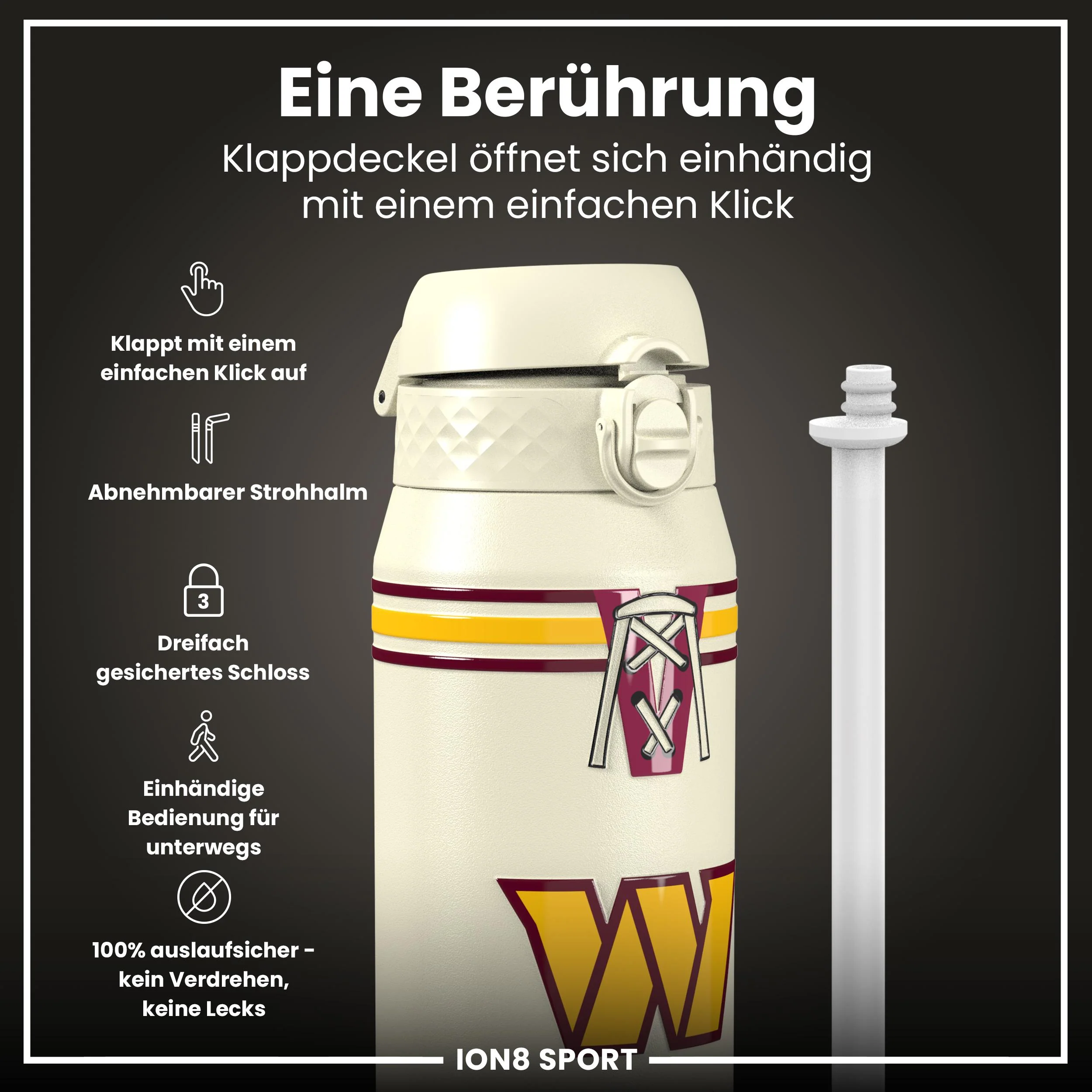 NFL x ION8, Isolierte Edelstahl, Commanders, 750 ml - Image 3