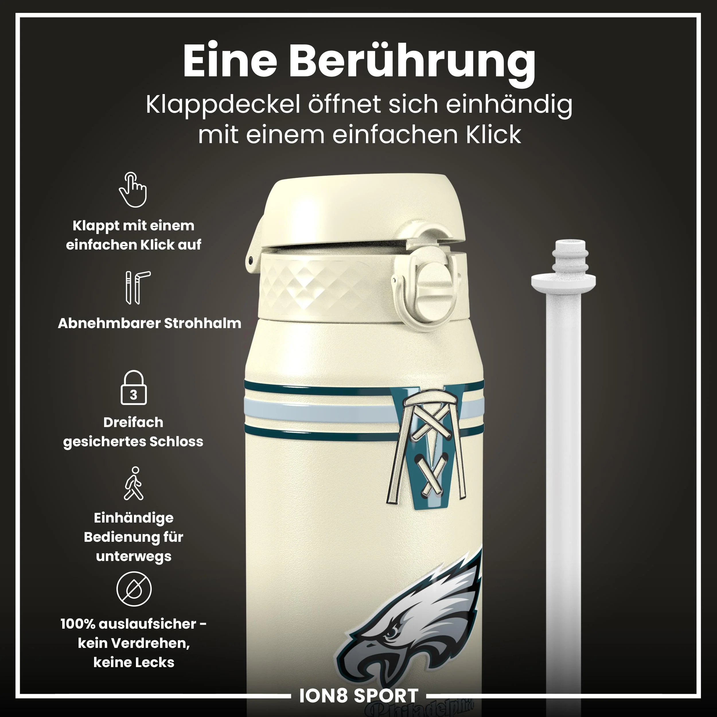 NFL x ION8, Isolierte Edelstahl, Eagles, 750 ml - Image 3