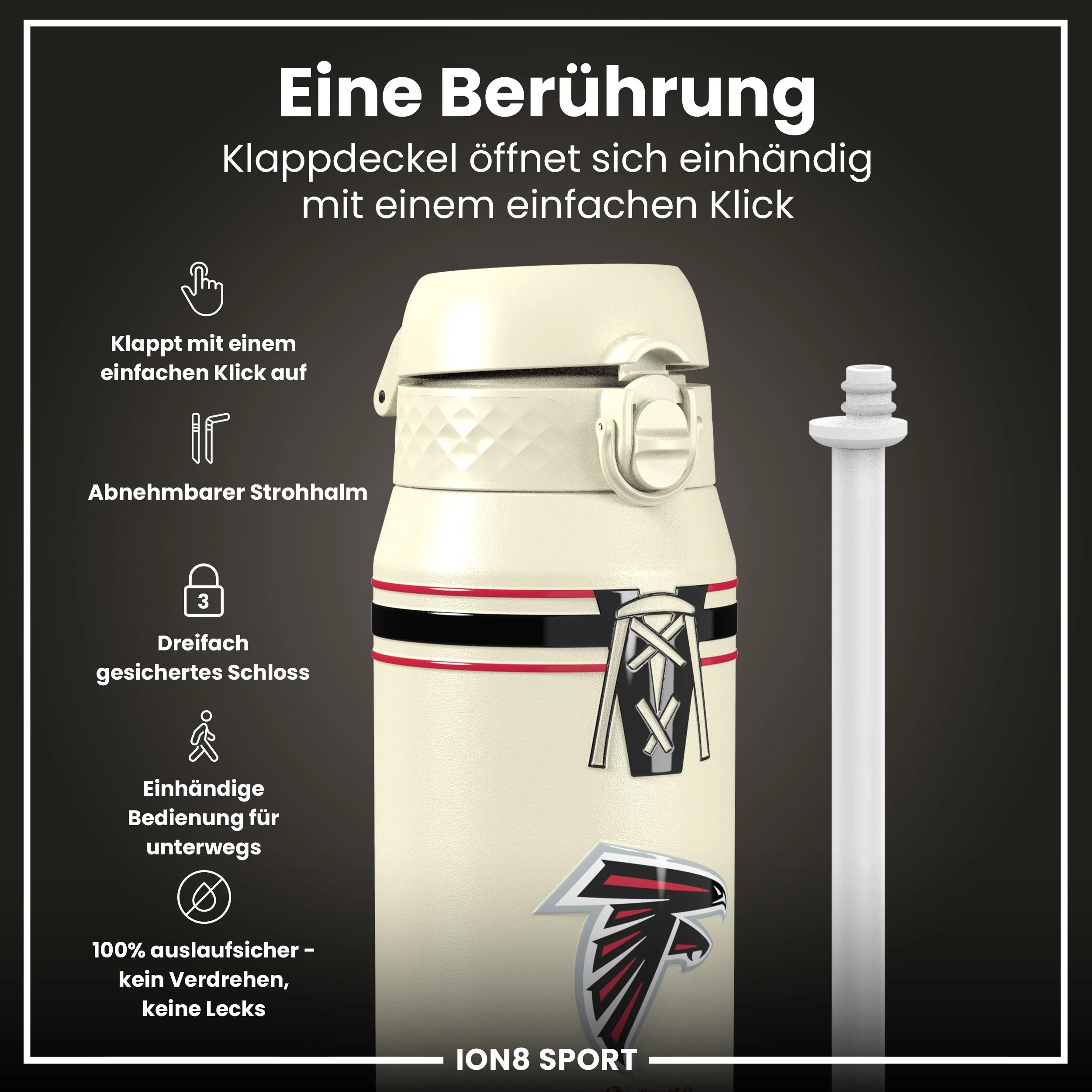 NFL x ION8, Isolierte Edelstahl, Falcons, 750 ml - Image 3