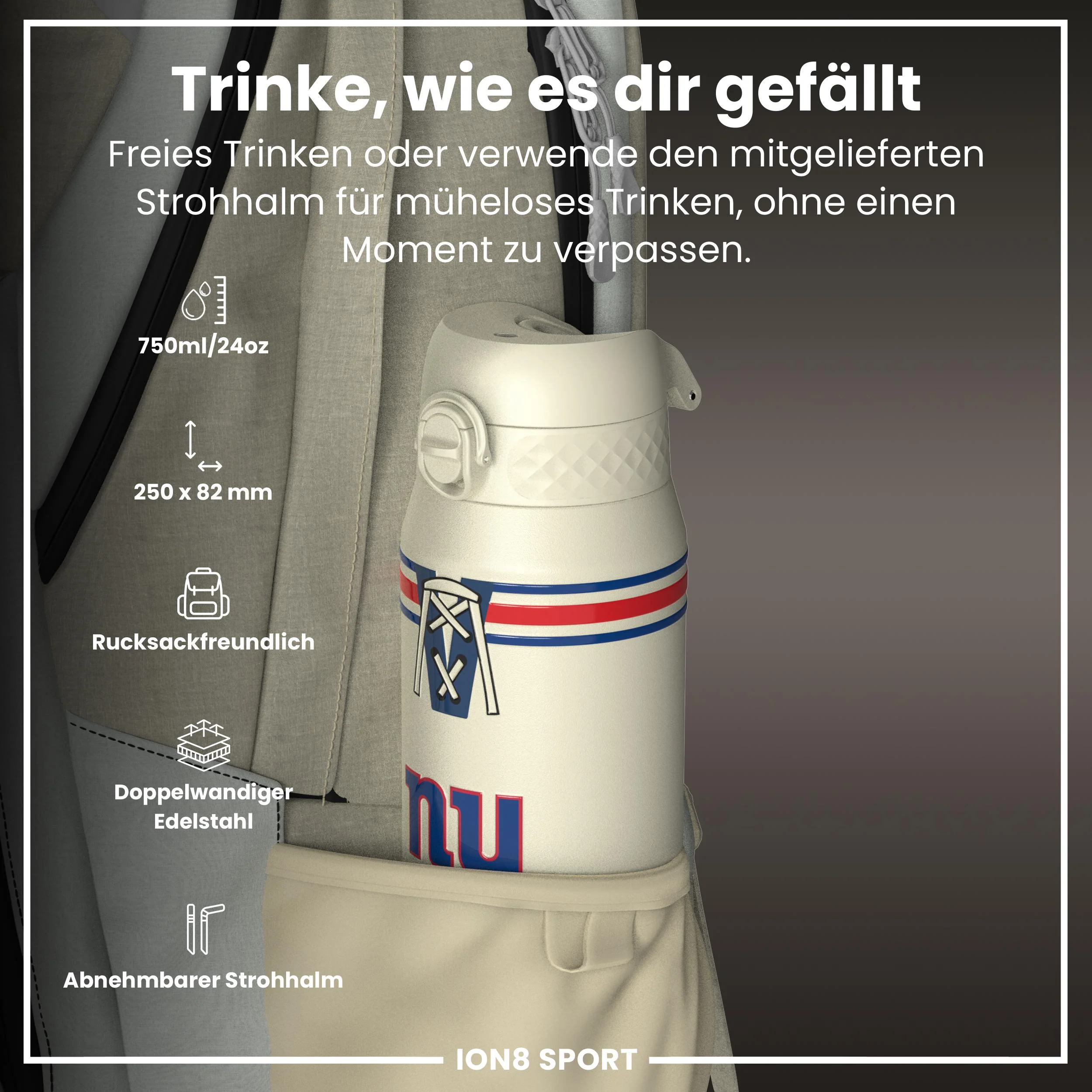 NFL x ION8, Isolierte Edelstahl, Giants, 750 ml - Image 2
