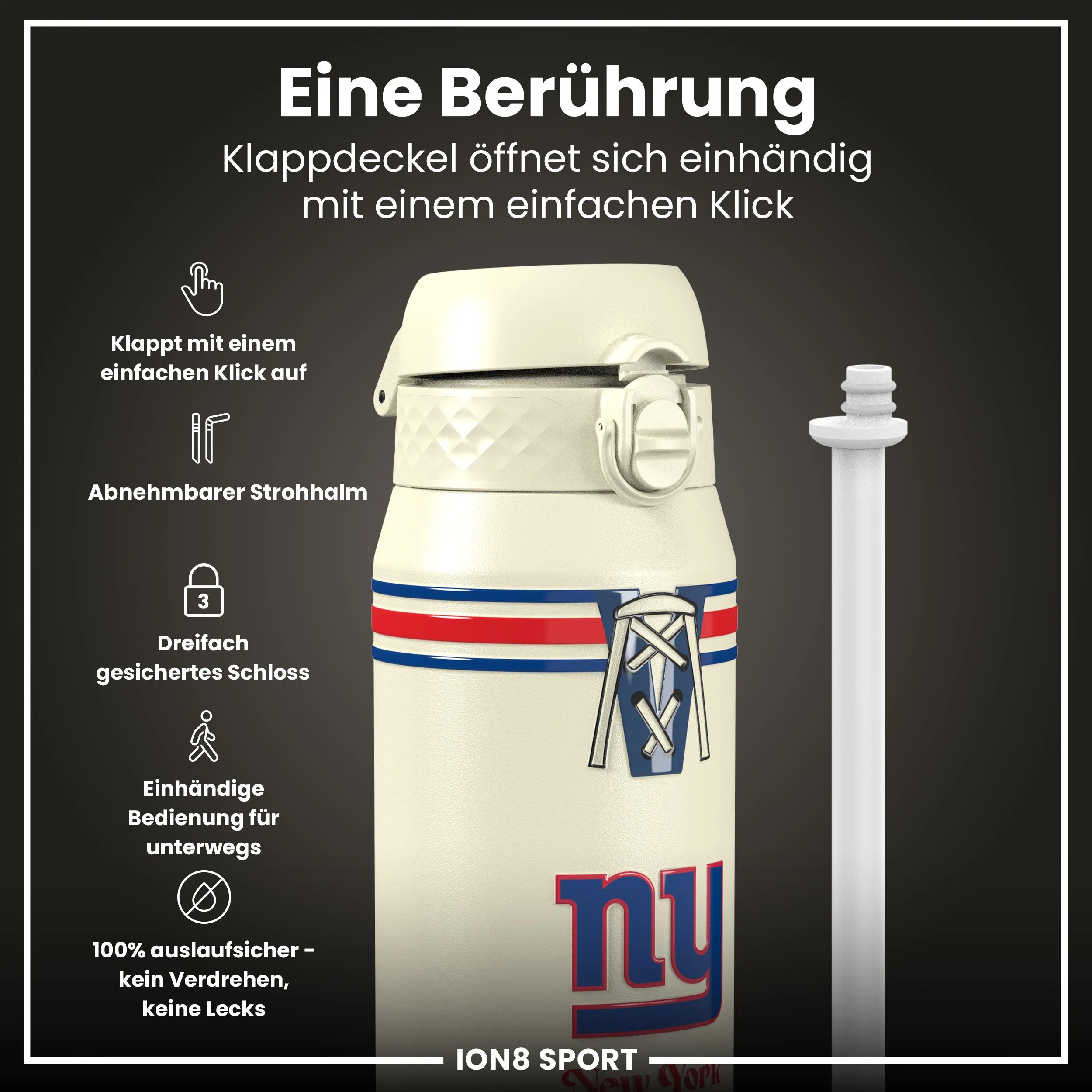 NFL x ION8, Isolierte Edelstahl, Giants, 750 ml - Image 3