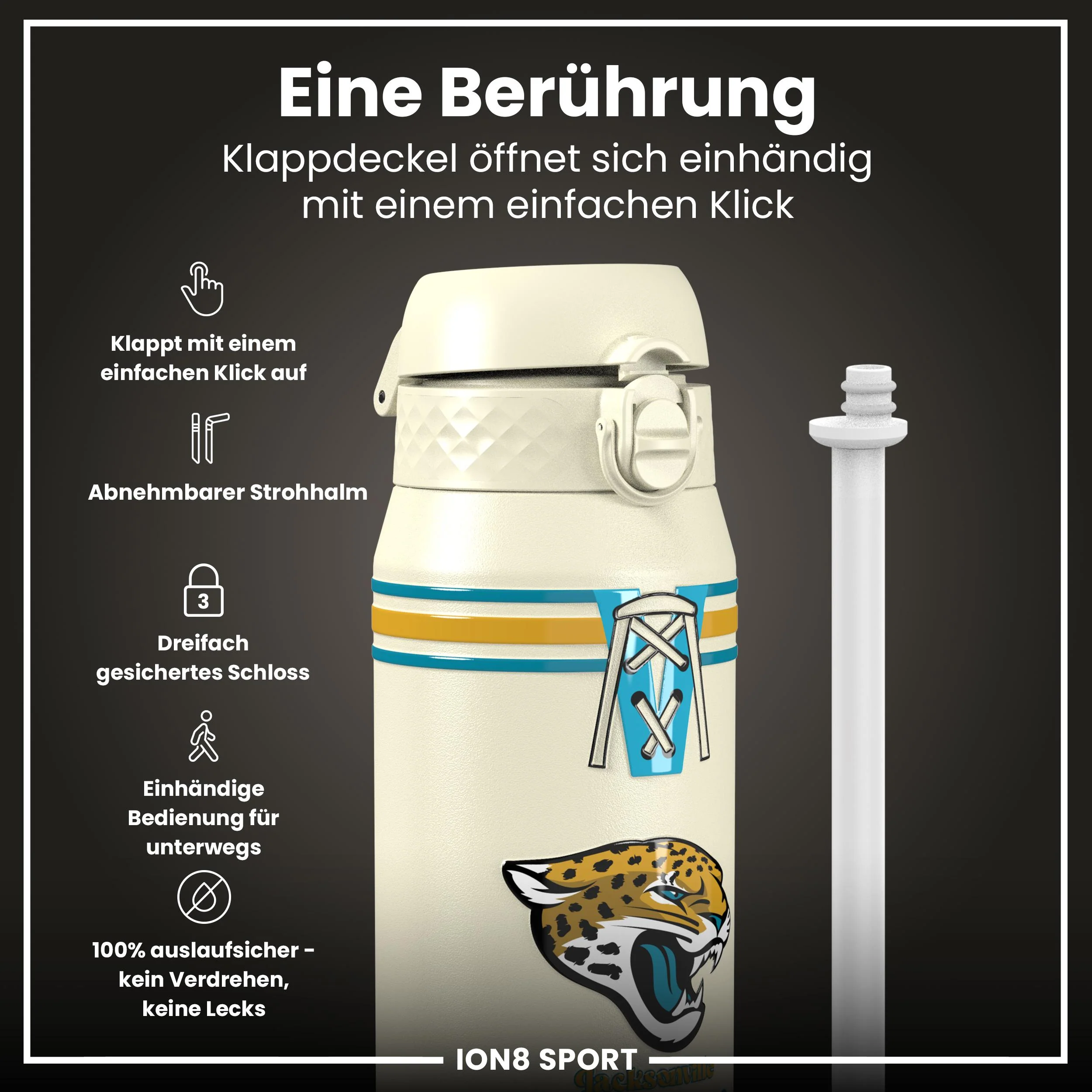 NFL x ION8, Isolierte Edelstahl, Jaguars, 750 ml - Image 3