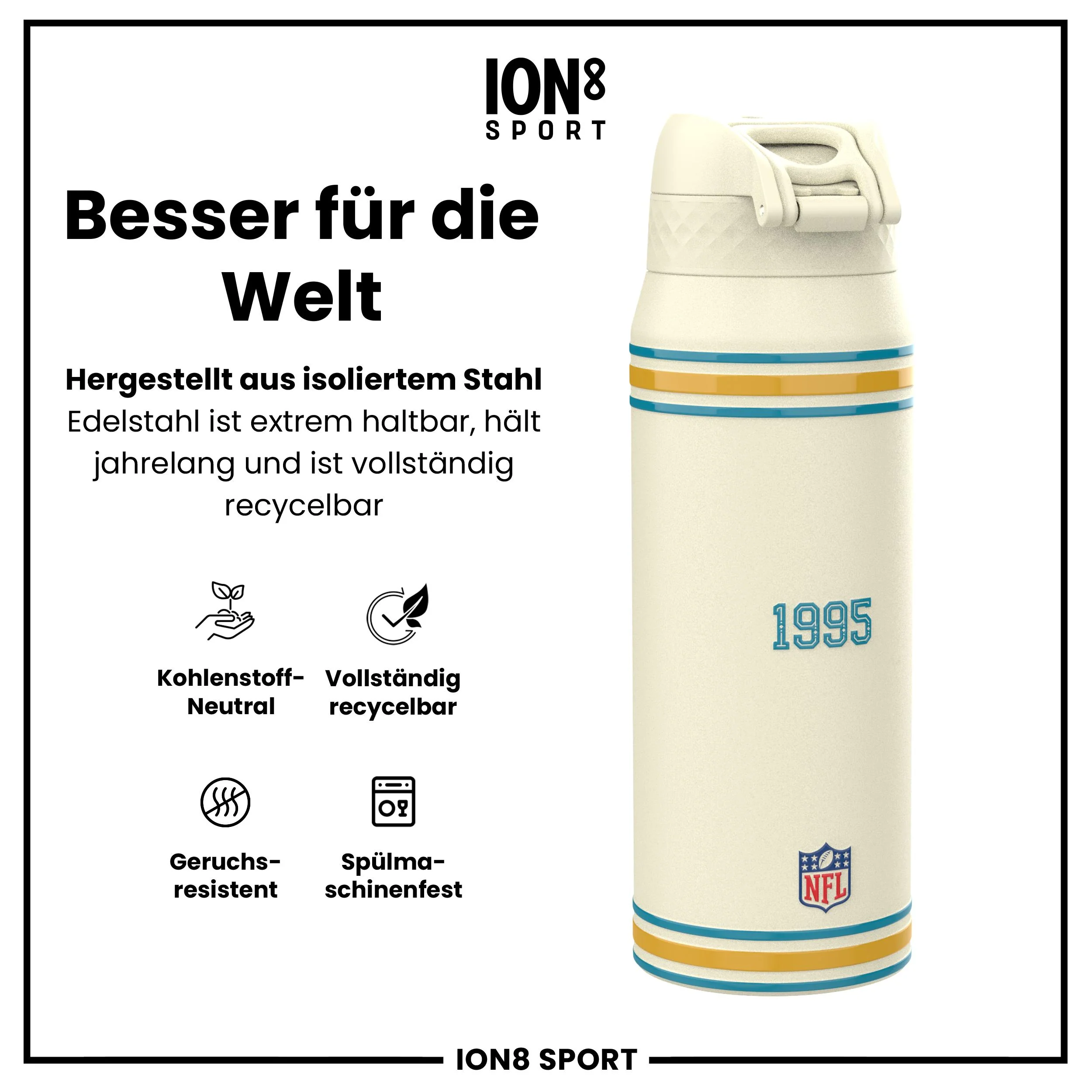 NFL x ION8, Isolierte Edelstahl, Jaguars, 750 ml - Image 5