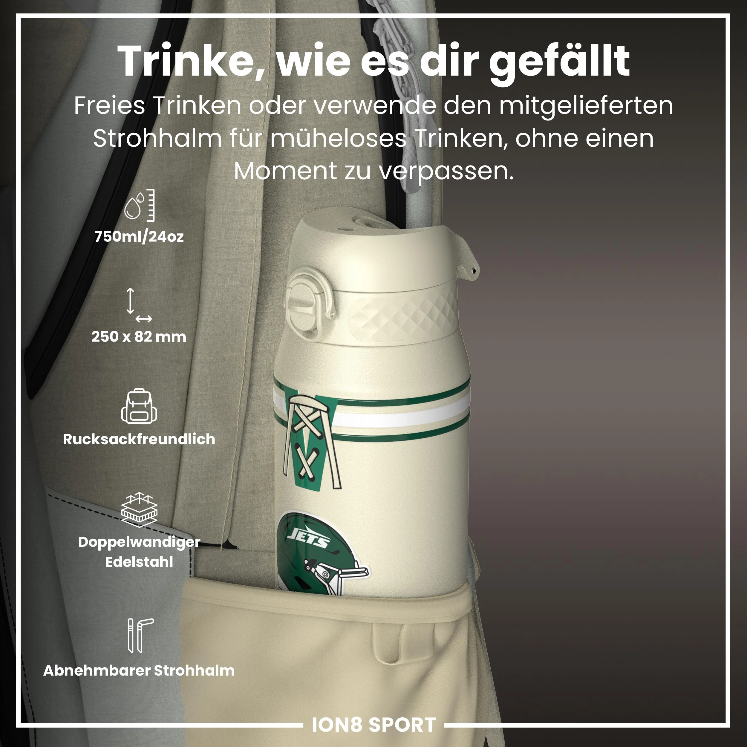 NFL x ION8, Isolierte Edelstahl, Jets, 750 ml - Image 2