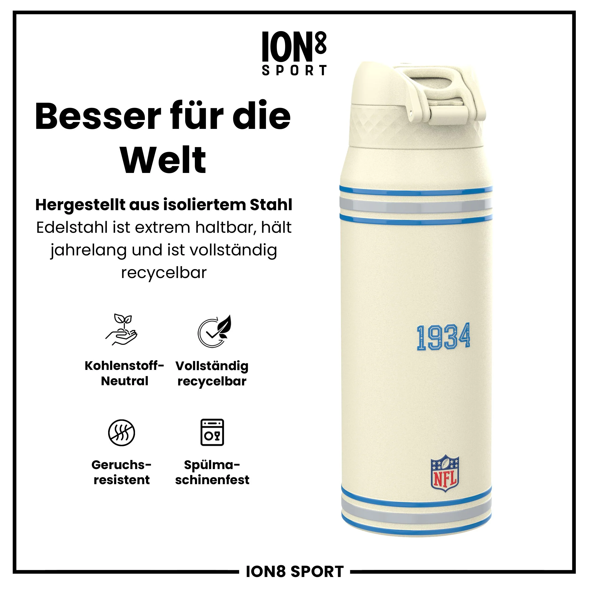NFL x ION8, Isolierte Edelstahl, Lions, 750 ml - Image 5