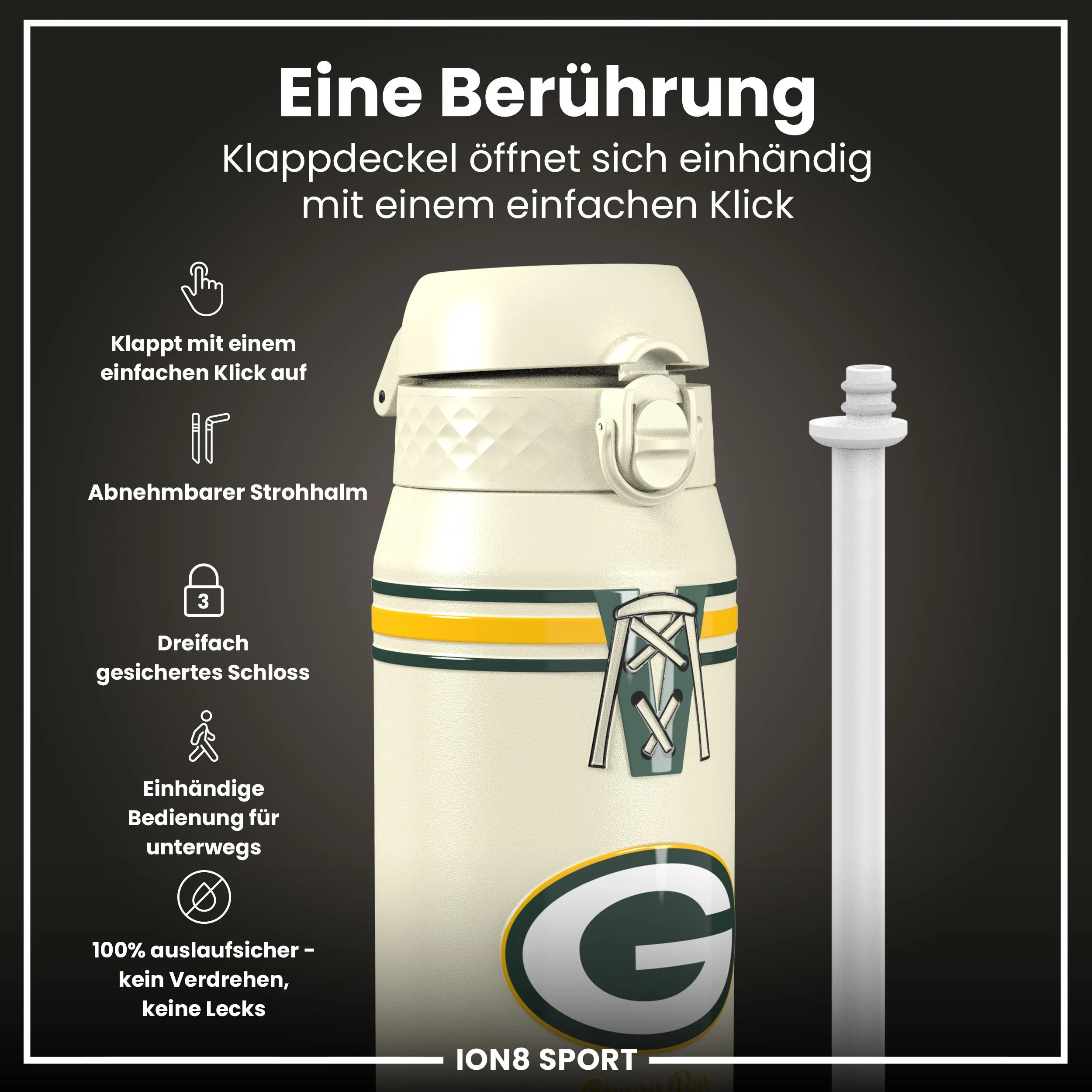 NFL x ION8, Isolierte Edelstahl, Packers, 750 ml - Image 3