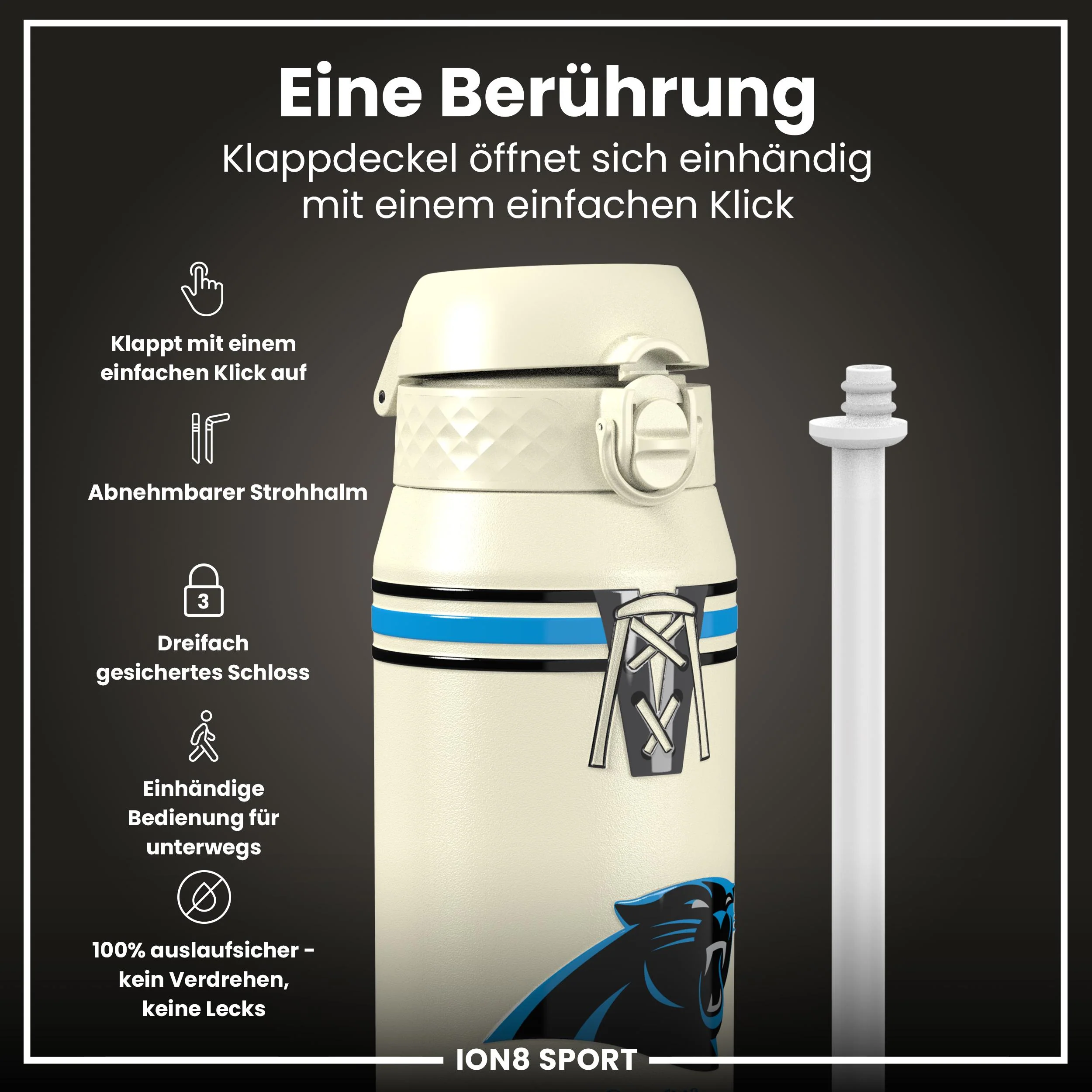 NFL x ION8, Isolierte Edelstahl, Panthers, 750 ml - Image 3