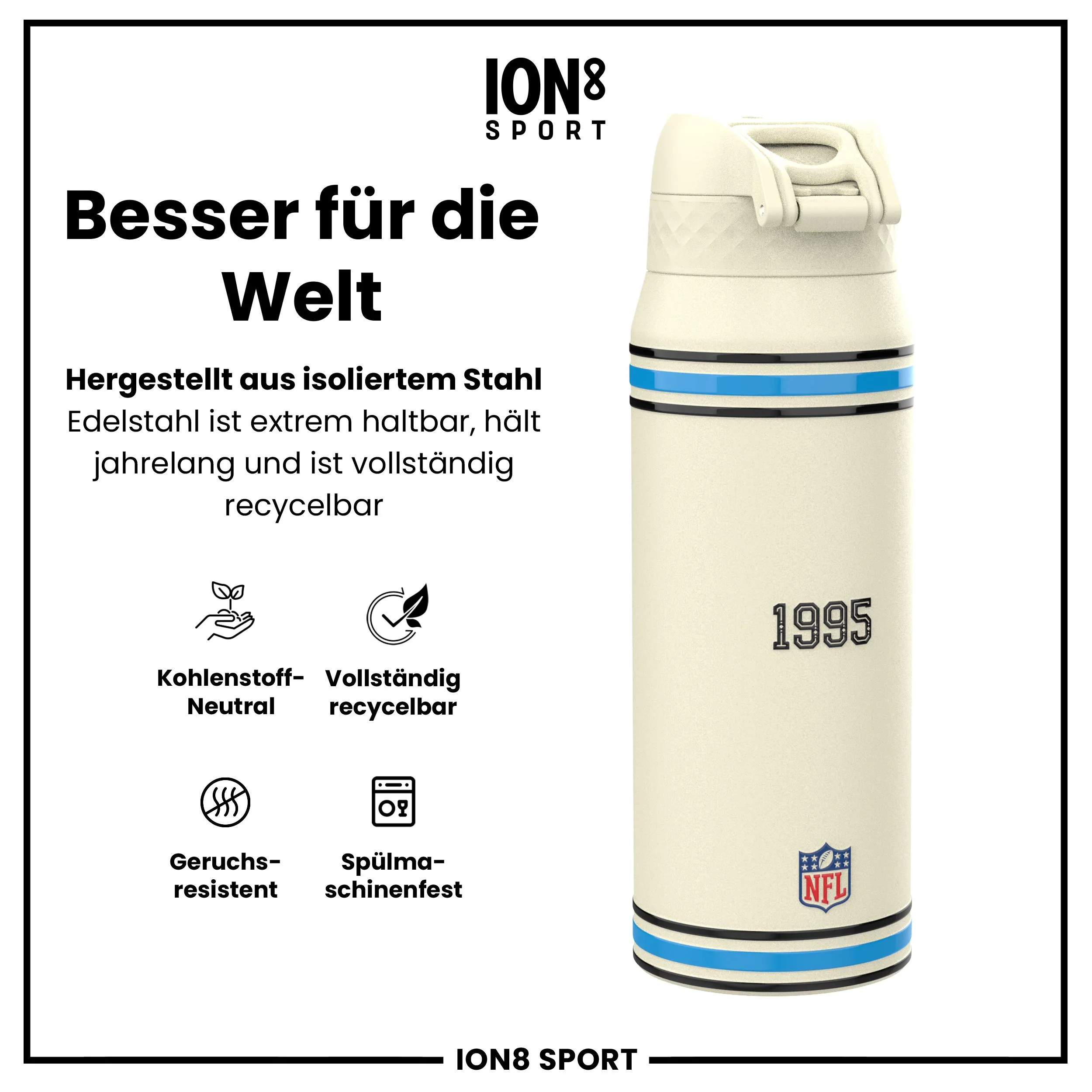 NFL x ION8, Isolierte Edelstahl, Panthers, 750 ml - Image 5
