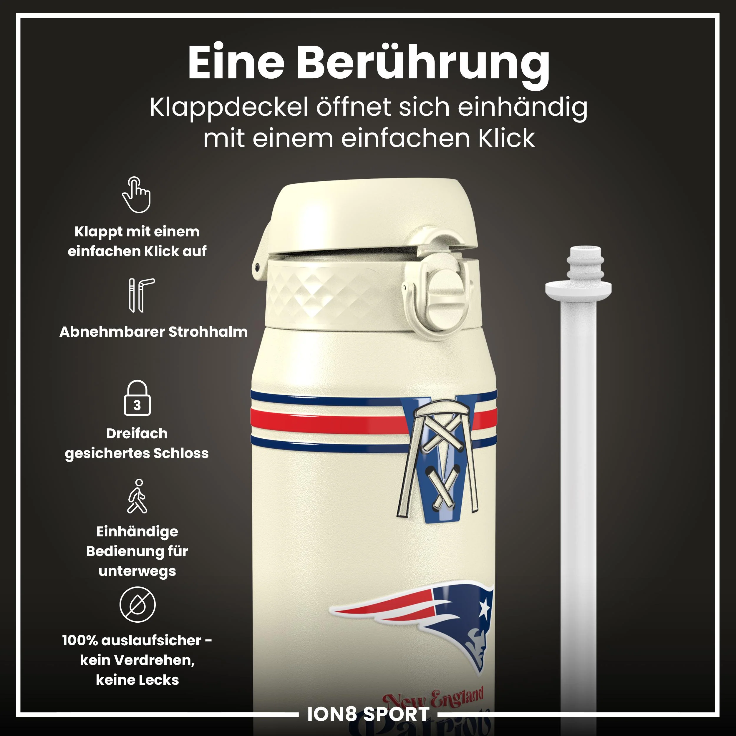 NFL x ION8, Isolierte Edelstahl, Patriots, 750 ml - Image 3