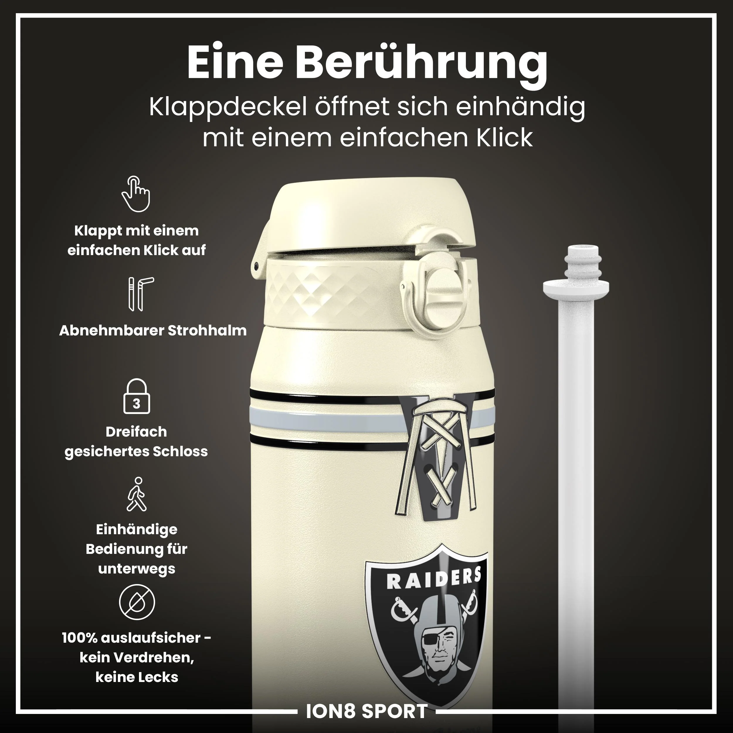 NFL x ION8, Isolierte Edelstahl, Raiders, 750 ml - Image 3