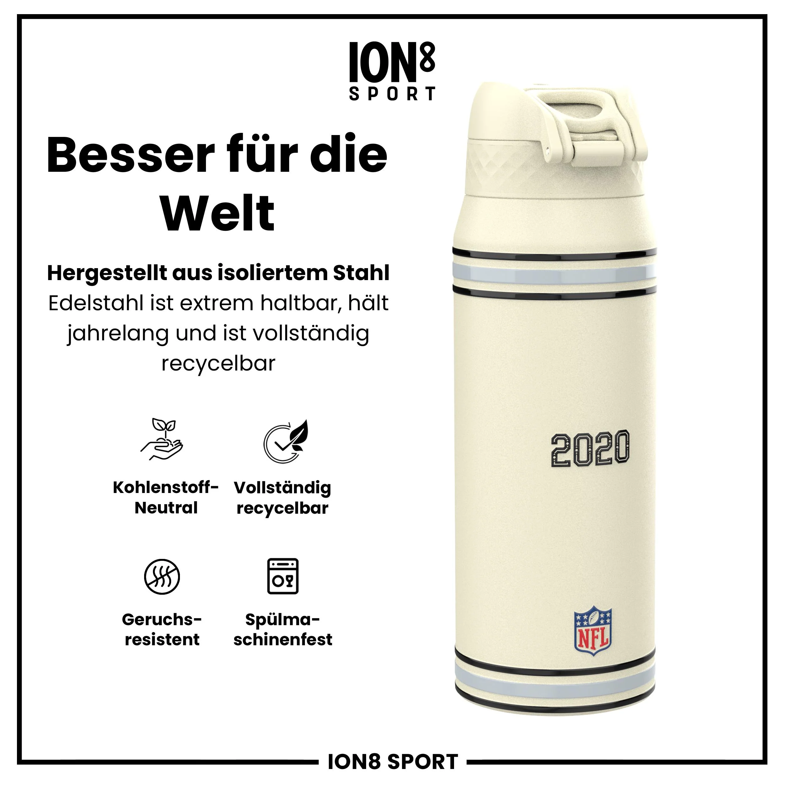 NFL x ION8, Isolierte Edelstahl, Raiders, 750 ml - Image 5