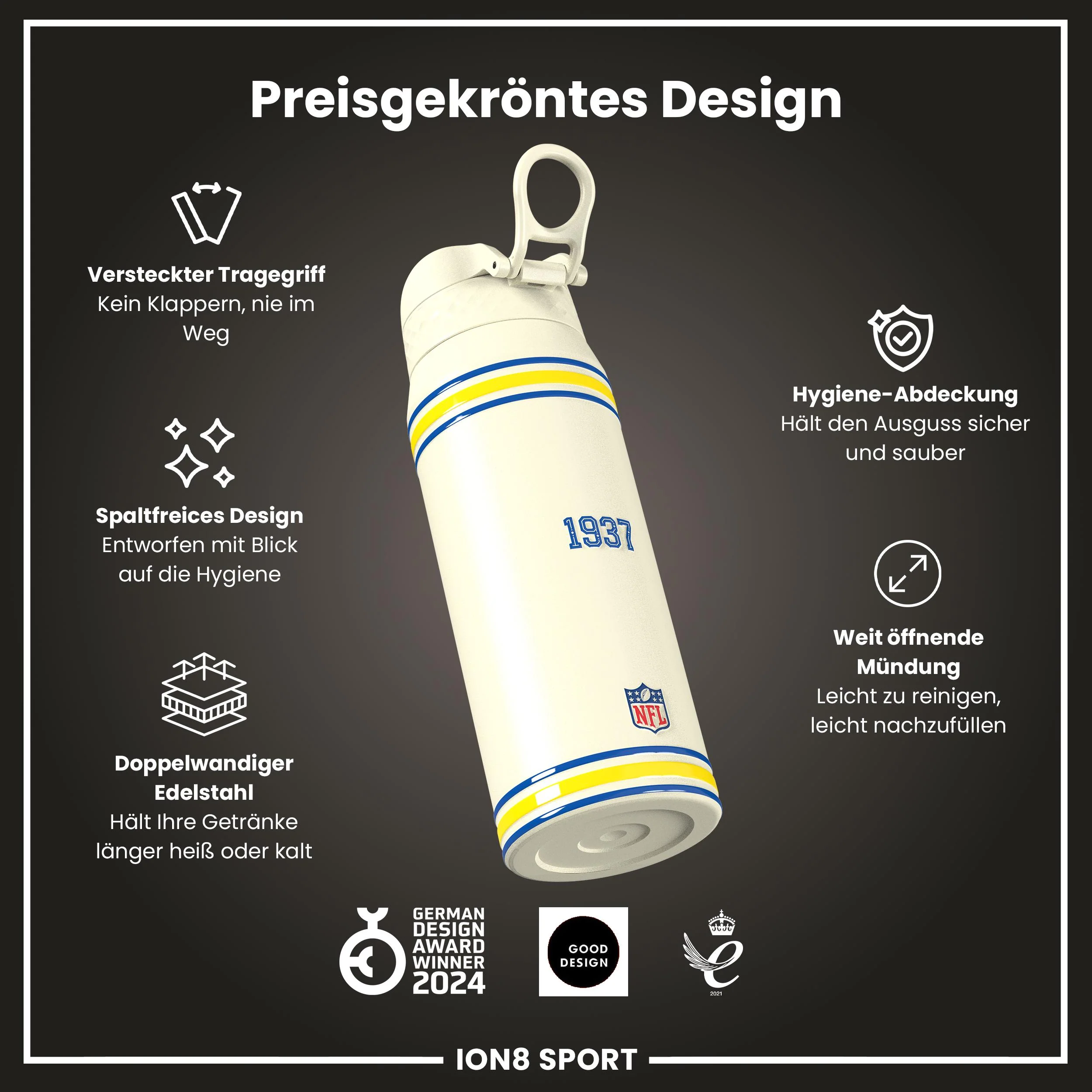 NFL x ION8, Isolierte Edelstahl, Rams, 750 ml - Image 6